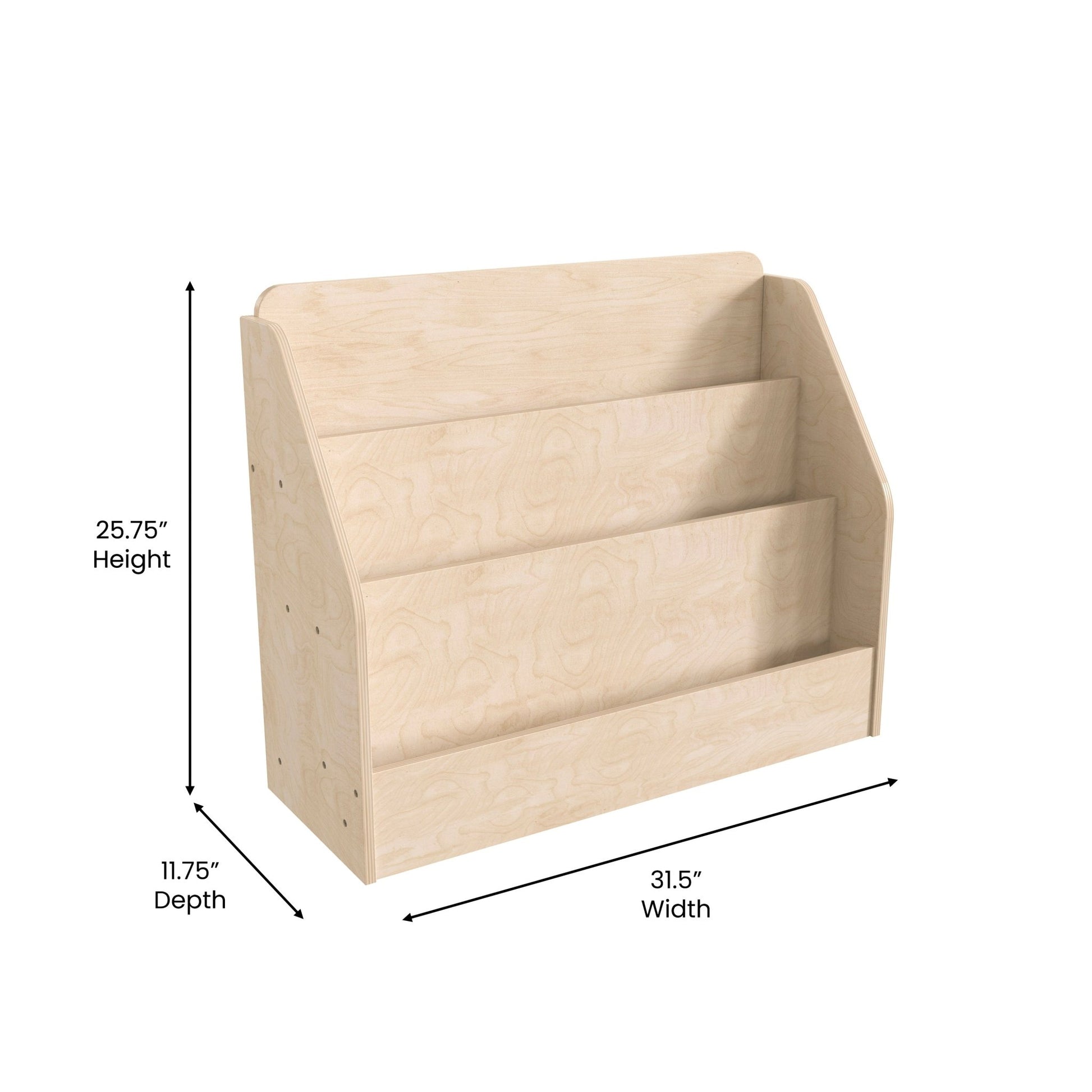 Bright Beginnings Commercial Grade Modular Wooden Classroom 3 Tier Book Display Shelf, Natural - SchoolOutlet