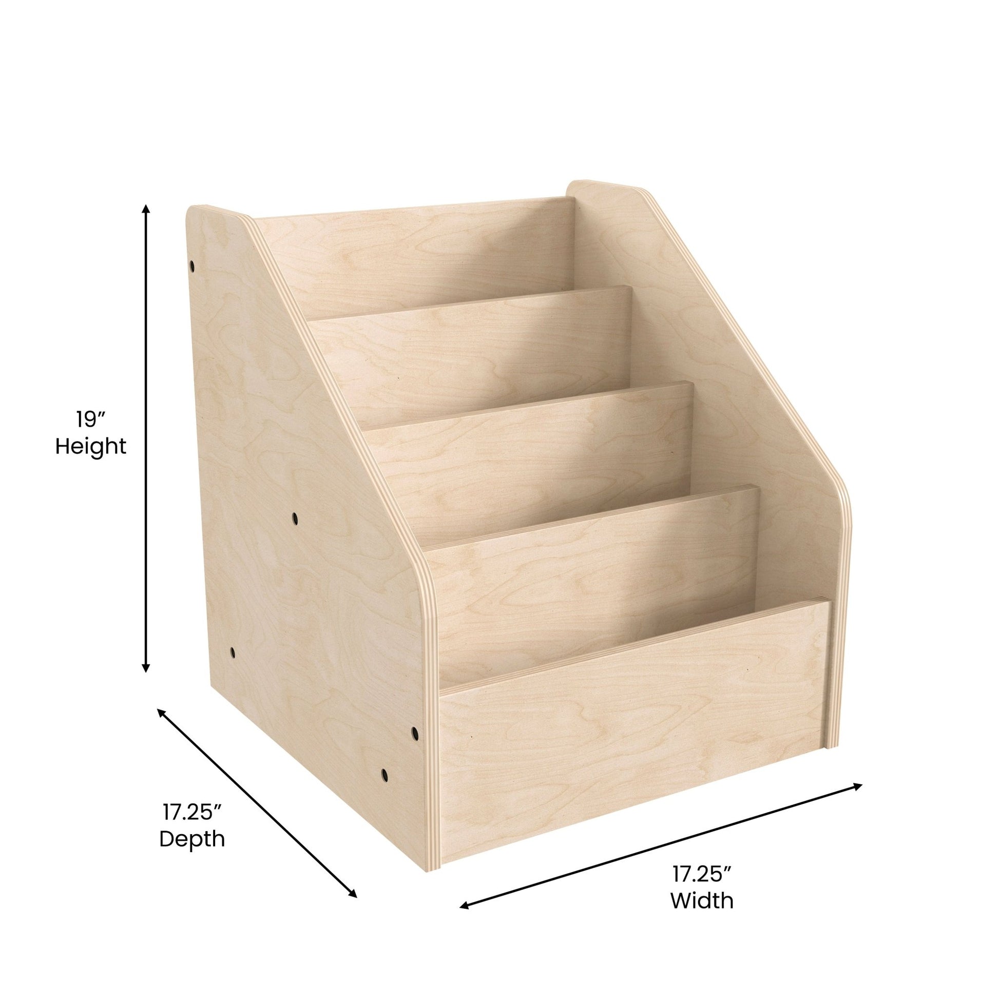 Bright Beginnings Commercial Grade Modular Wooden Classroom 4 Tier Book Display Shelf, Natural - SchoolOutlet
