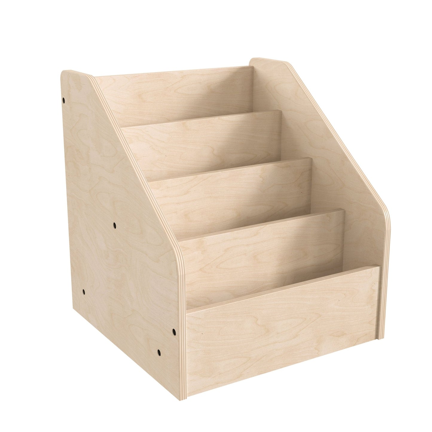 Bright Beginnings Commercial Grade Modular Wooden Classroom 4 Tier Book Display Shelf, Natural - SchoolOutlet