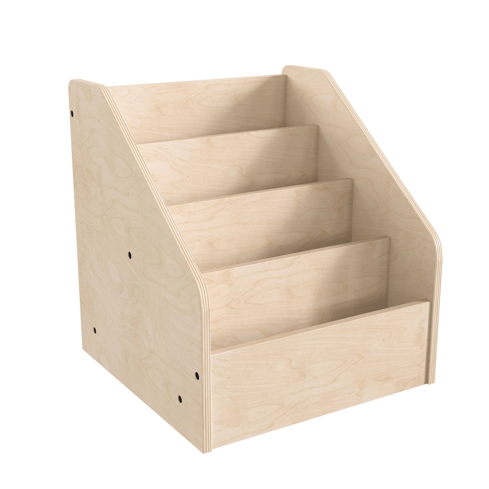 Bright Beginnings Commercial Grade Modular Wooden Classroom 4 Tier Book Display Shelf, Natural - SchoolOutlet