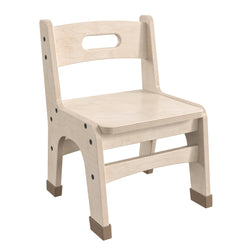 Bright Beginnings Set of 2 Commercial Grade Wooden Classroom Chairs, 9" Seat Height with Non-Slip Foot Caps and Built-In Carrying Handle, Natural