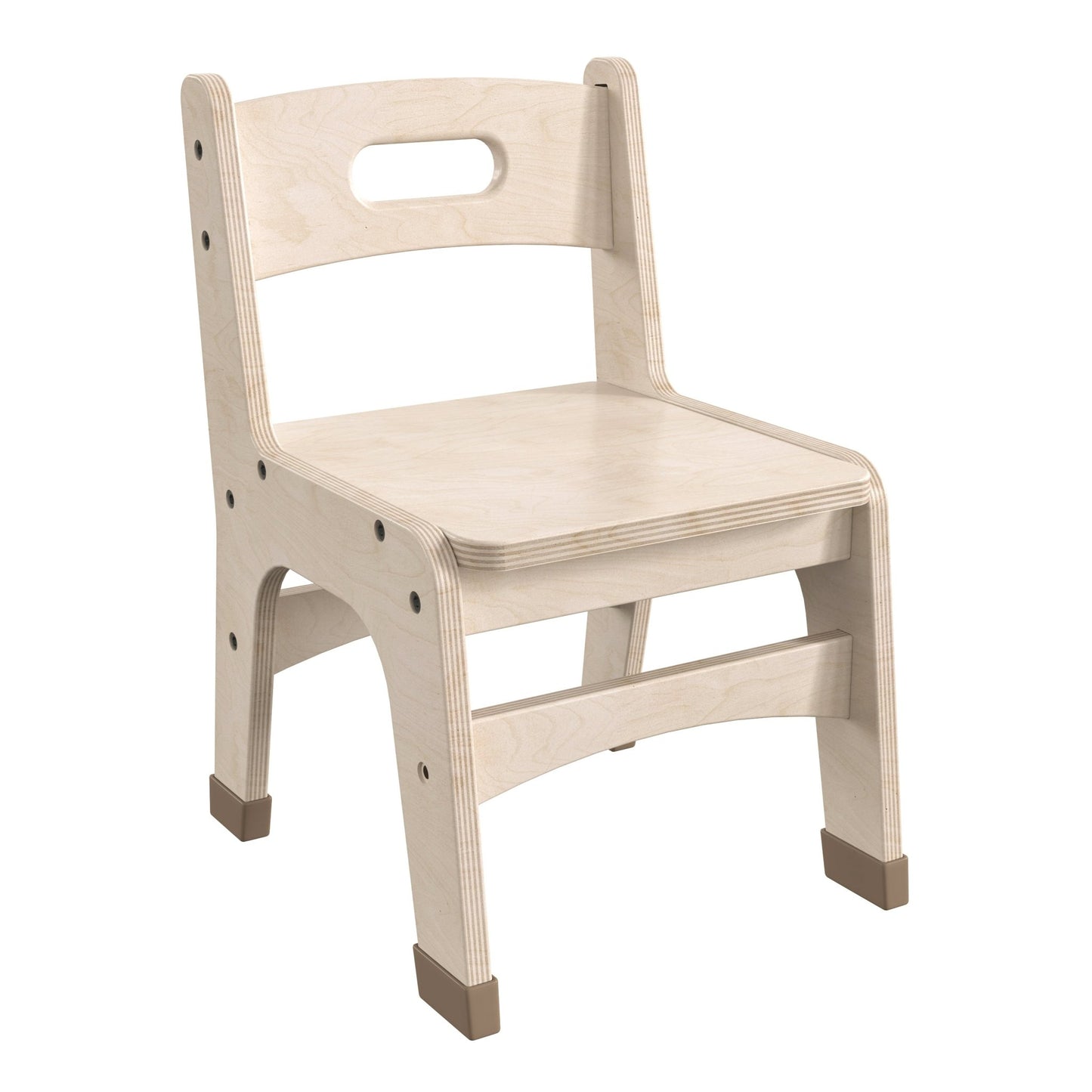 Bright Beginnings Set of 2 Commercial Grade Wooden Classroom Chairs, 10" Seat Height with Non-Slip Foot Caps and Built-In Carrying Handle, Natural - SchoolOutlet