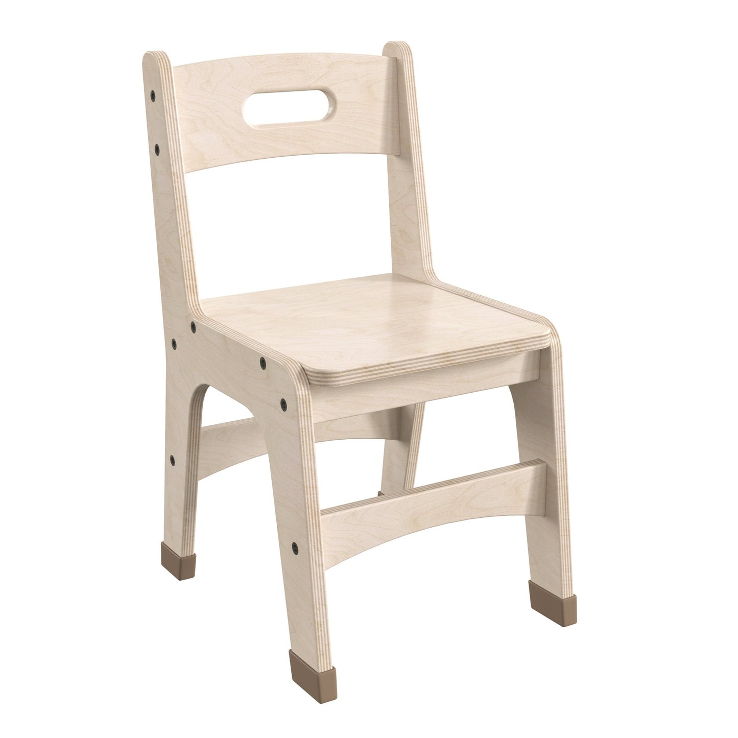Bright Beginnings Set of 2 Commercial Grade Wooden Classroom Chairs, 11.5" Seat Height with Non-Slip Foot Caps and Built-In Carrying Handle, Natural - SchoolOutlet