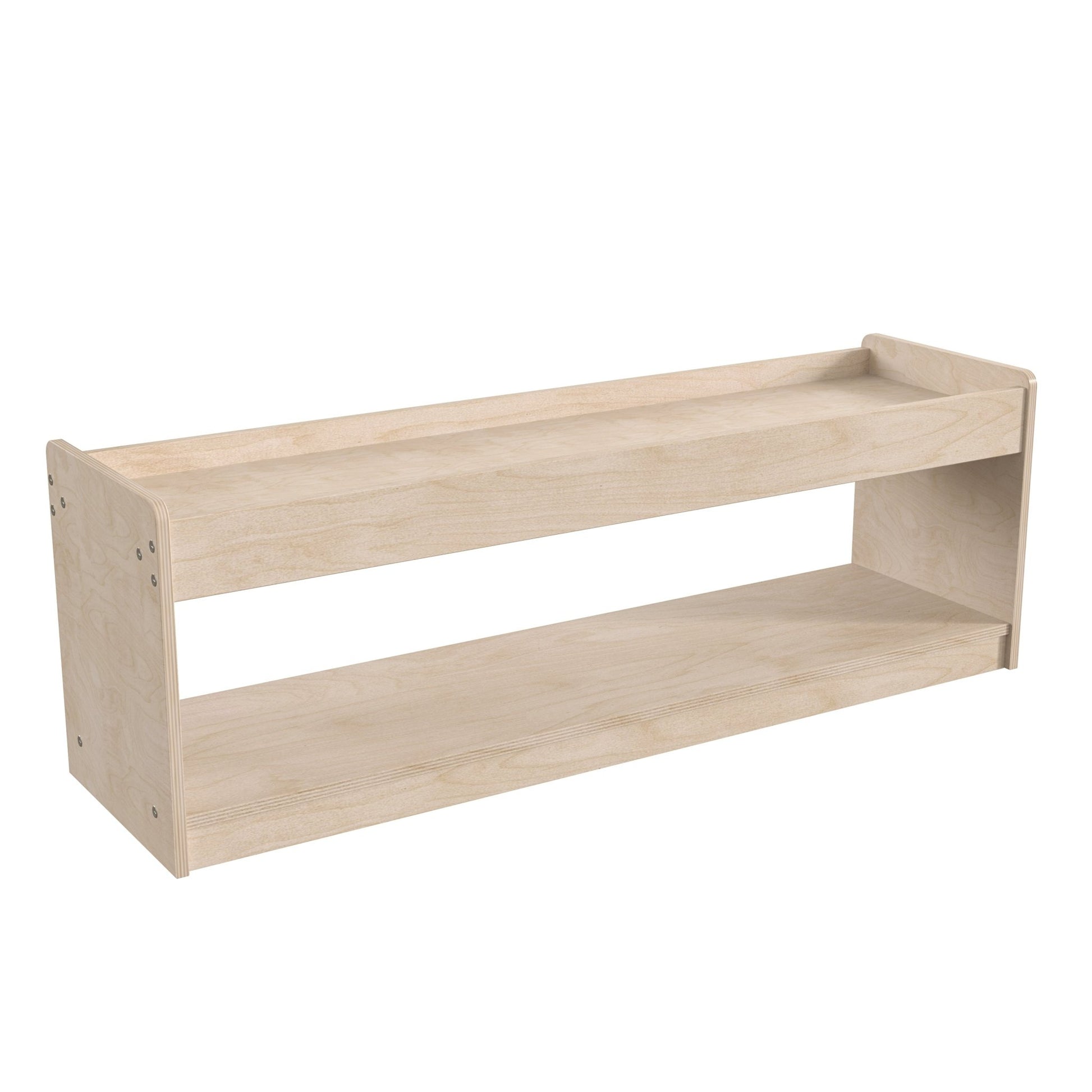 Bright Beginnings Commercial Grade Modular Wooden Classroom Open Storage Unit with Upper Shelf with Raised Edges, Natural - SchoolOutlet