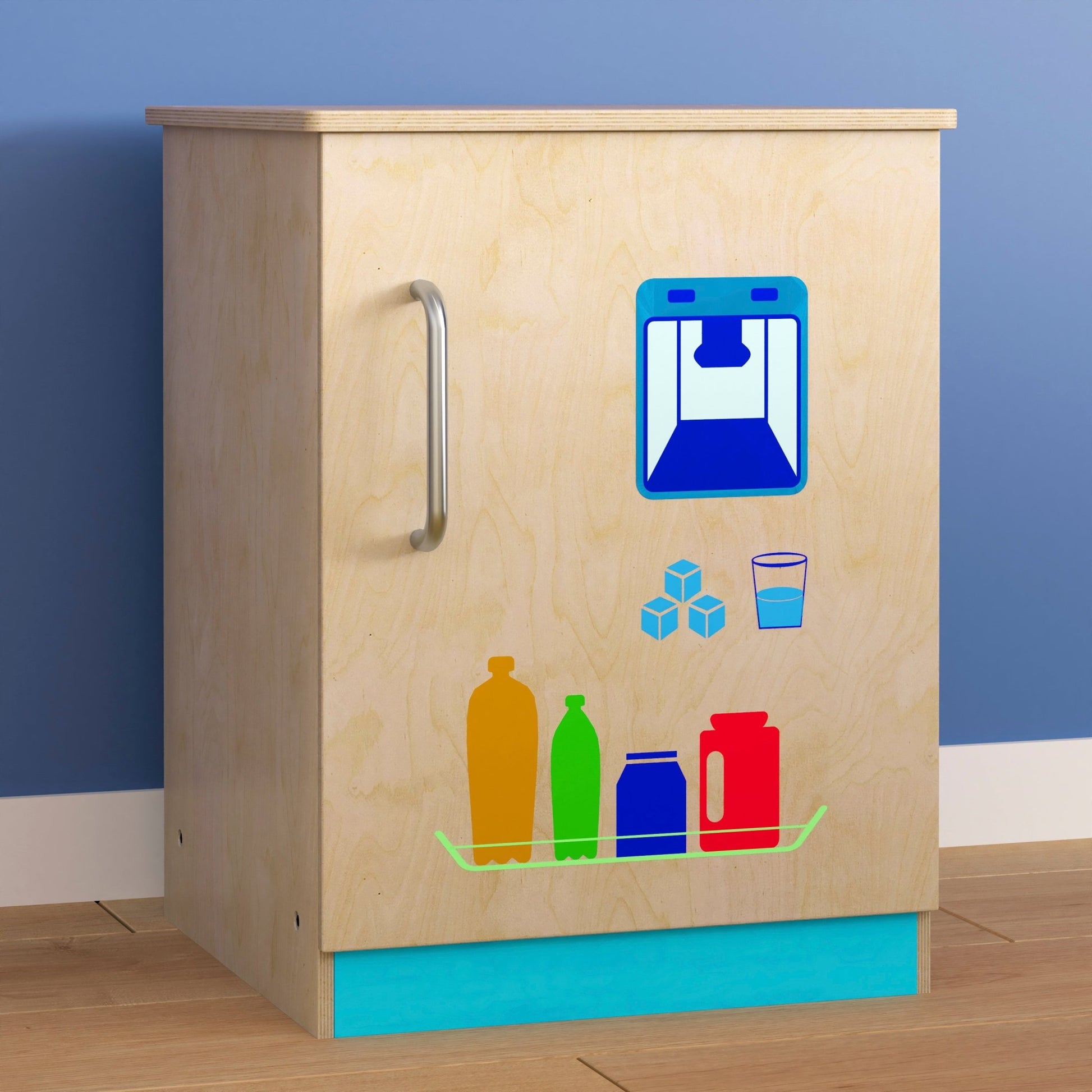 Bright Beginnings Commercial Grade Green Guard Certified Wooden Children's Kitchen Refrigerator with Integrated Storage - SchoolOutlet