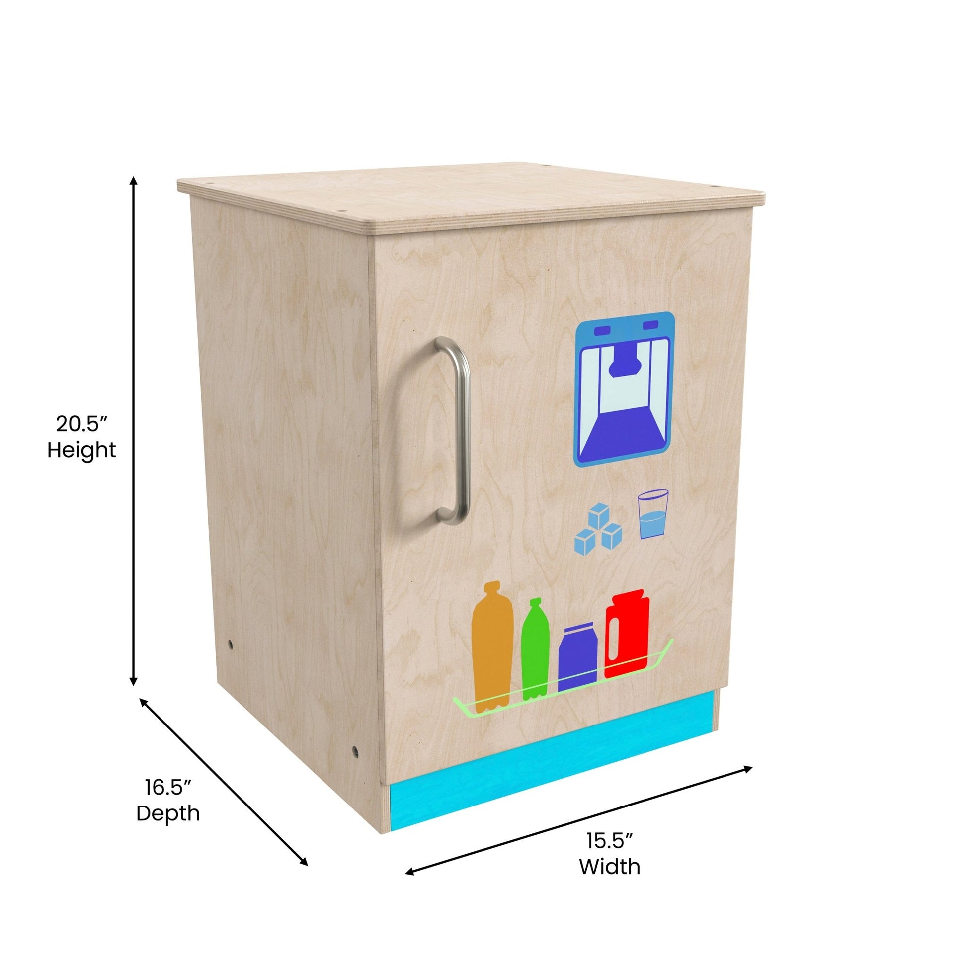 Bright Beginnings Commercial Grade Green Guard Certified Wooden Children's Kitchen Refrigerator with Integrated Storage - SchoolOutlet