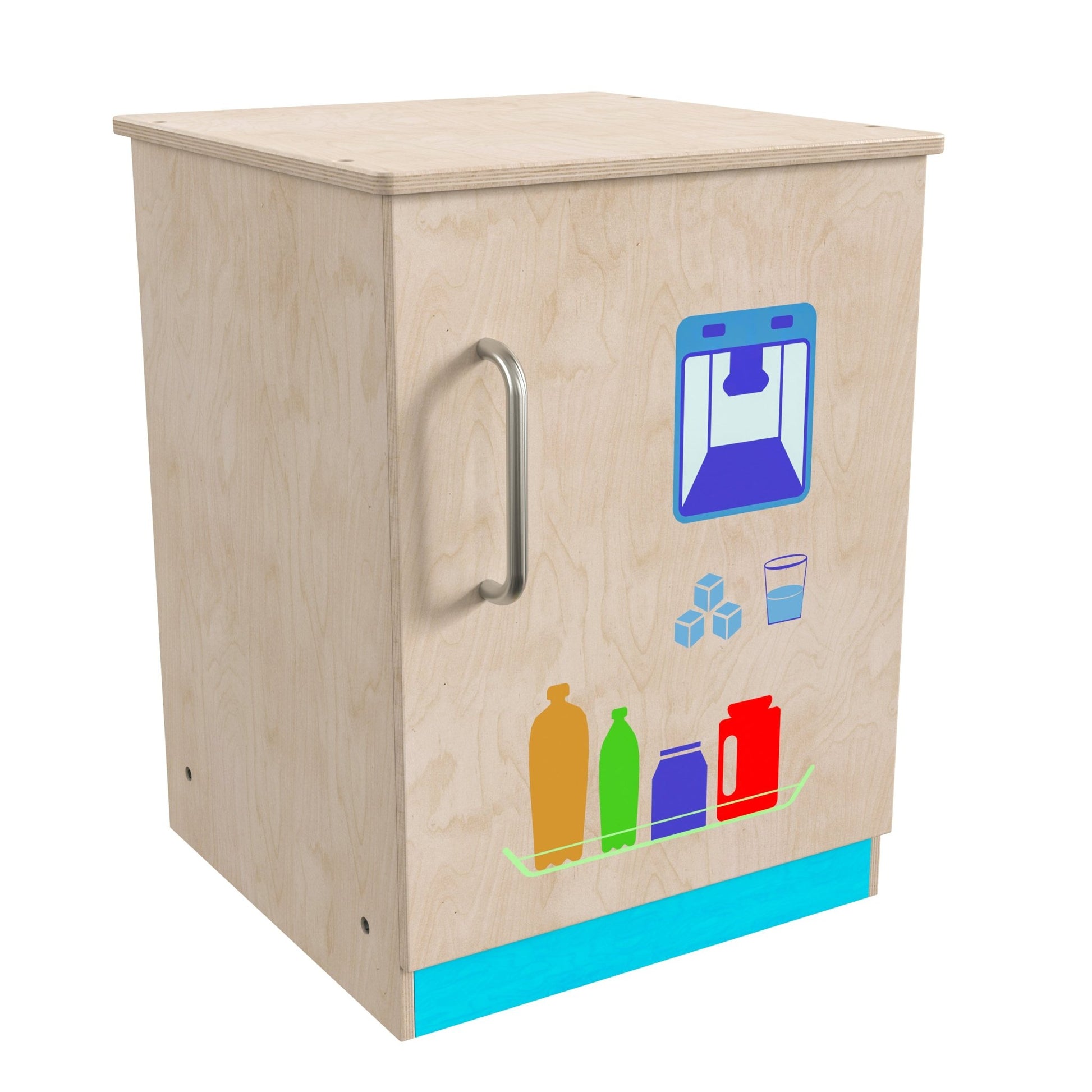 Bright Beginnings Commercial Grade Green Guard Certified Wooden Children's Kitchen Refrigerator with Integrated Storage - SchoolOutlet