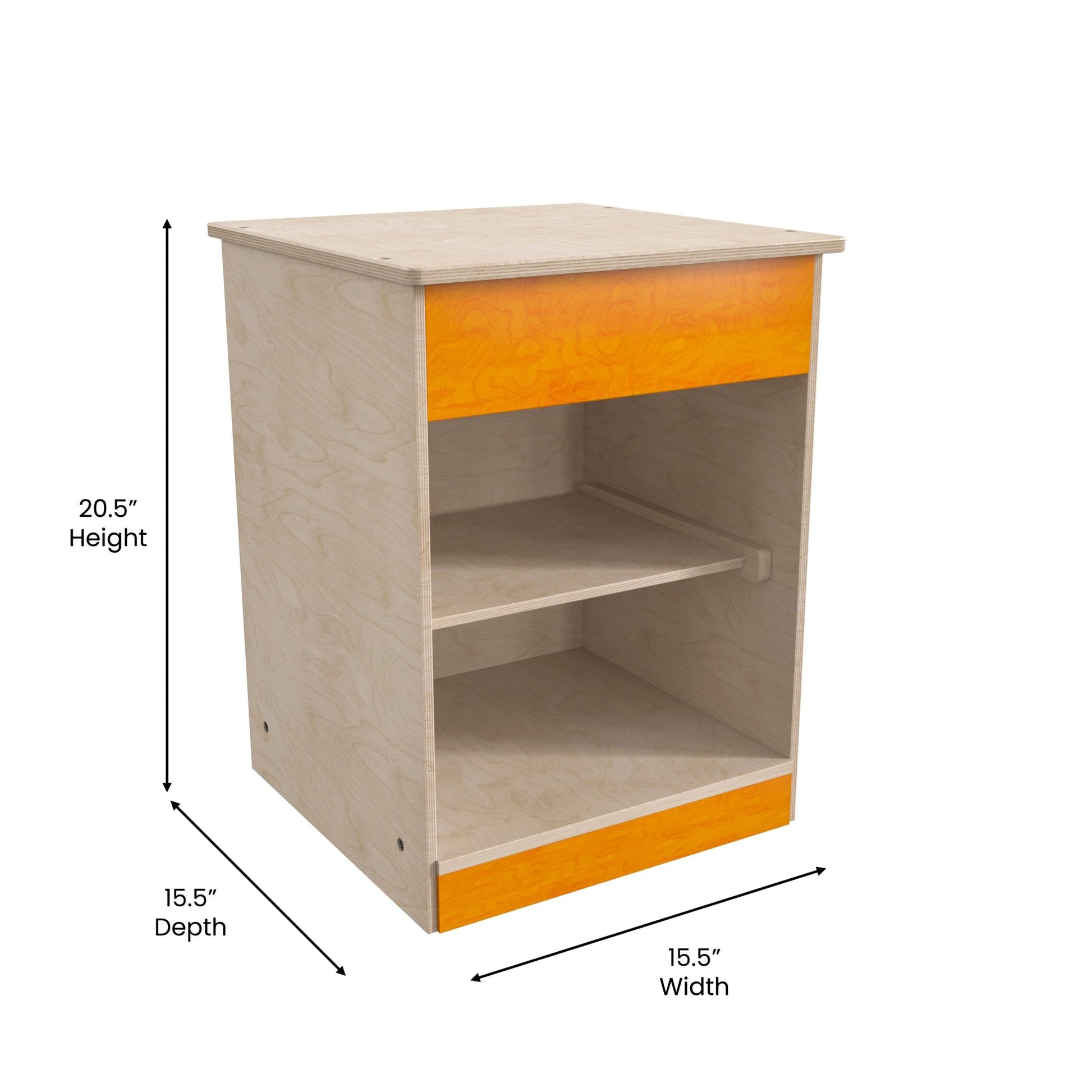 Bright Beginnings Commercial Grade Wooden Kid's Two Shelf Kitchen Cabinet - SchoolOutlet