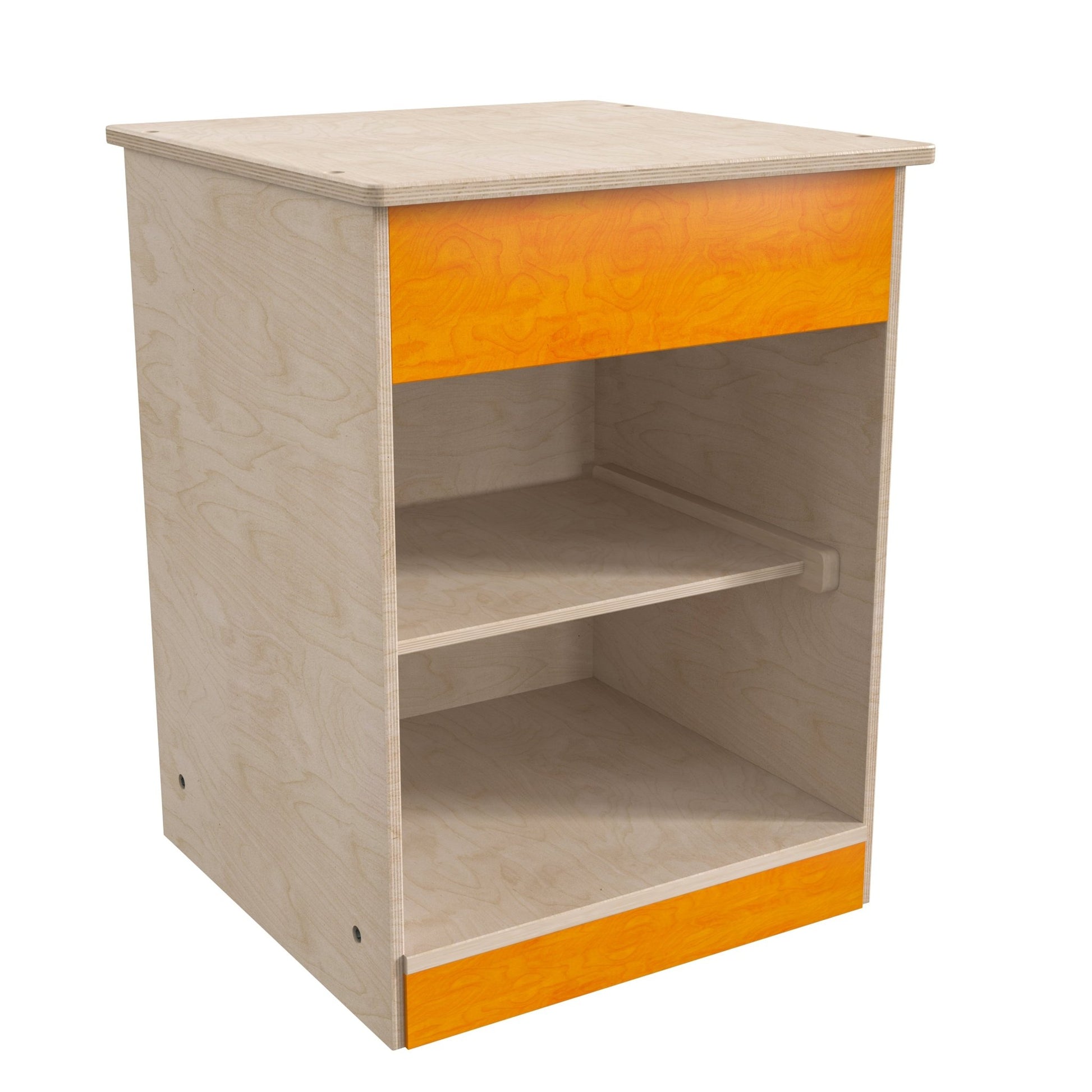 Bright Beginnings Commercial Grade Wooden Kid's Two Shelf Kitchen Cabinet - SchoolOutlet