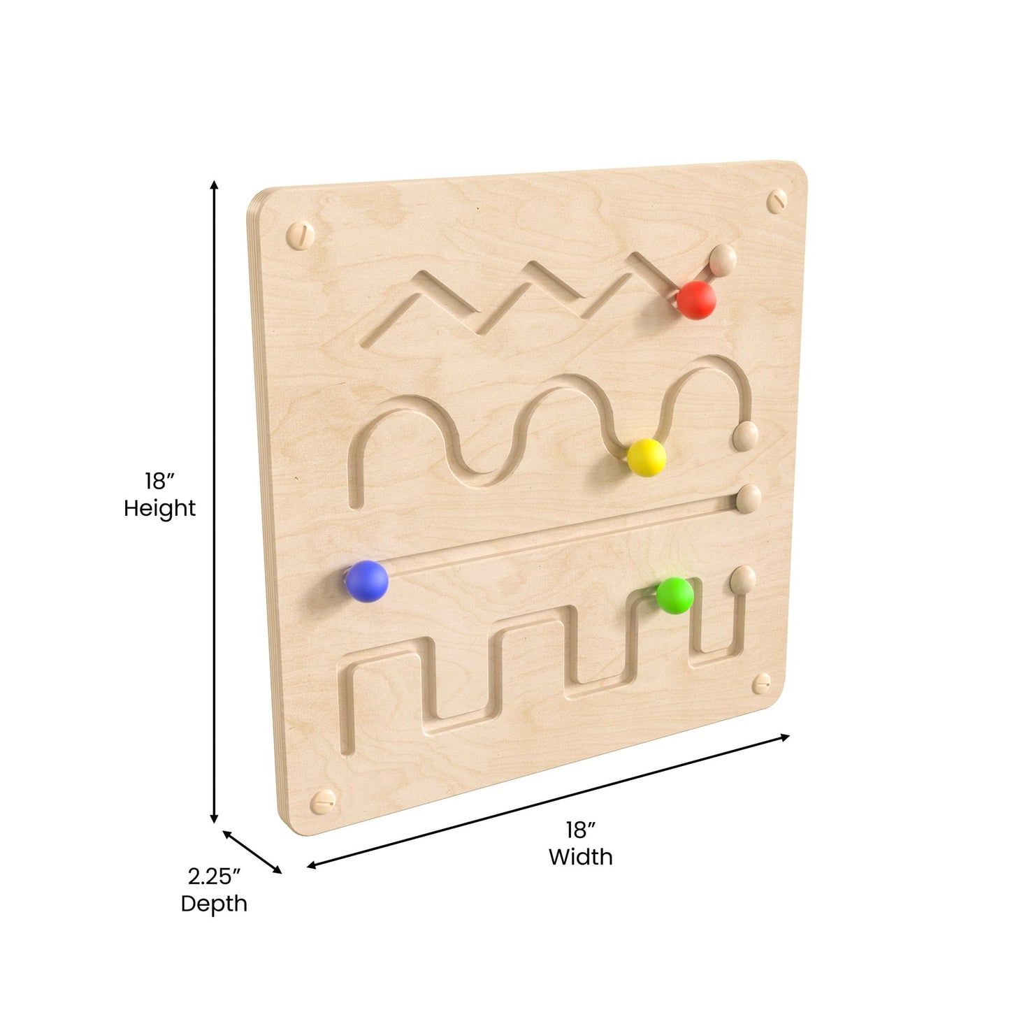 Bright Beginnings Commercial Grade STEAM Wall Activity Board with Natural Finish and Multicolor Accents, Lines and Patterns - SchoolOutlet