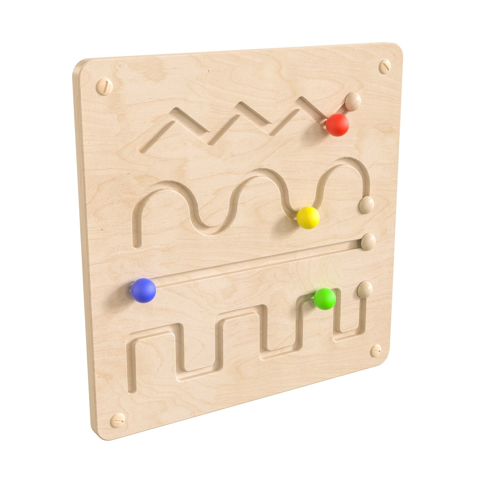 Bright Beginnings Commercial Grade STEAM Wall Activity Board with Natural Finish and Multicolor Accents, Lines and Patterns - SchoolOutlet