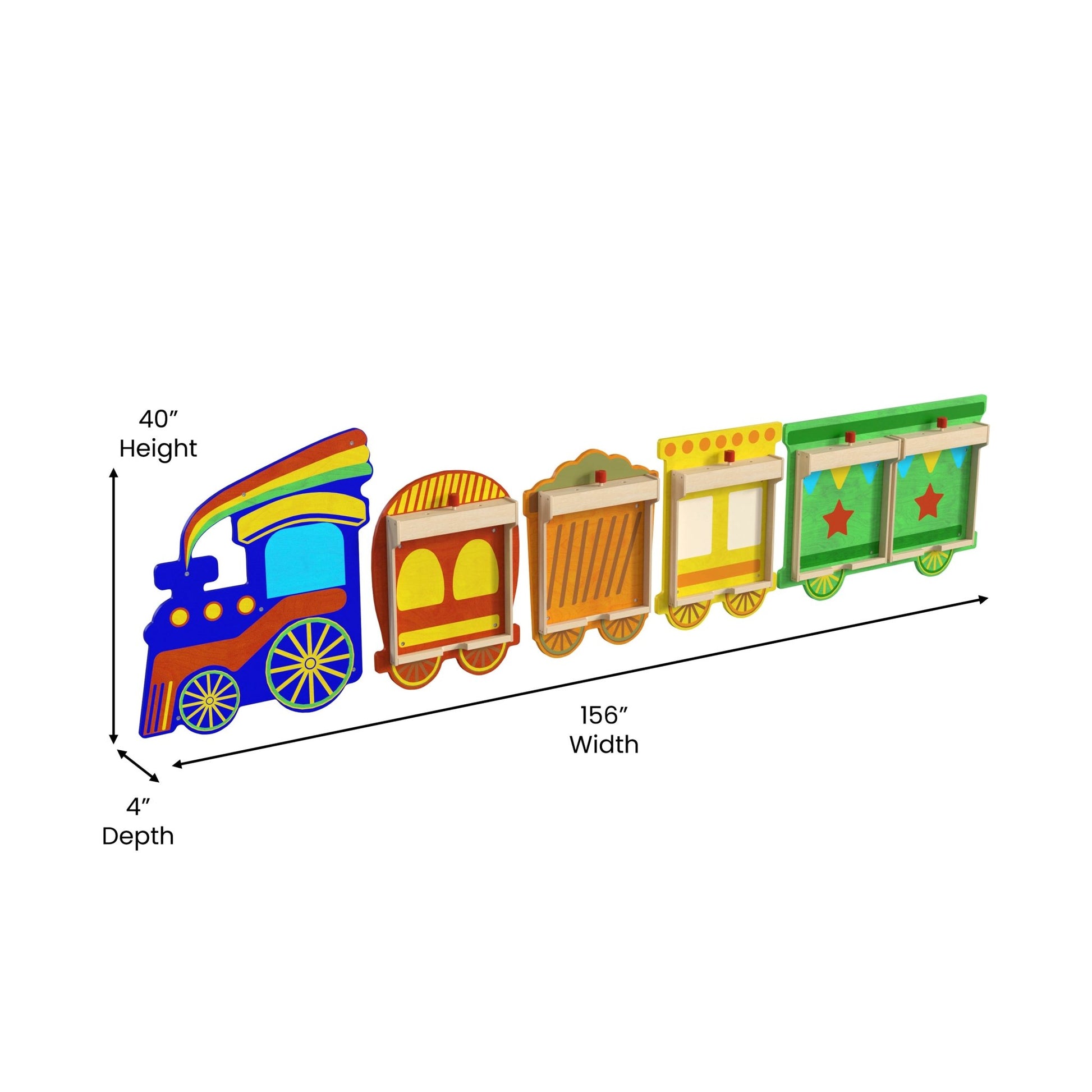 Bright Beginnings Commercial Grade Wooden Train STEAM Wall System with 5 Accessory Panel Holders - SchoolOutlet