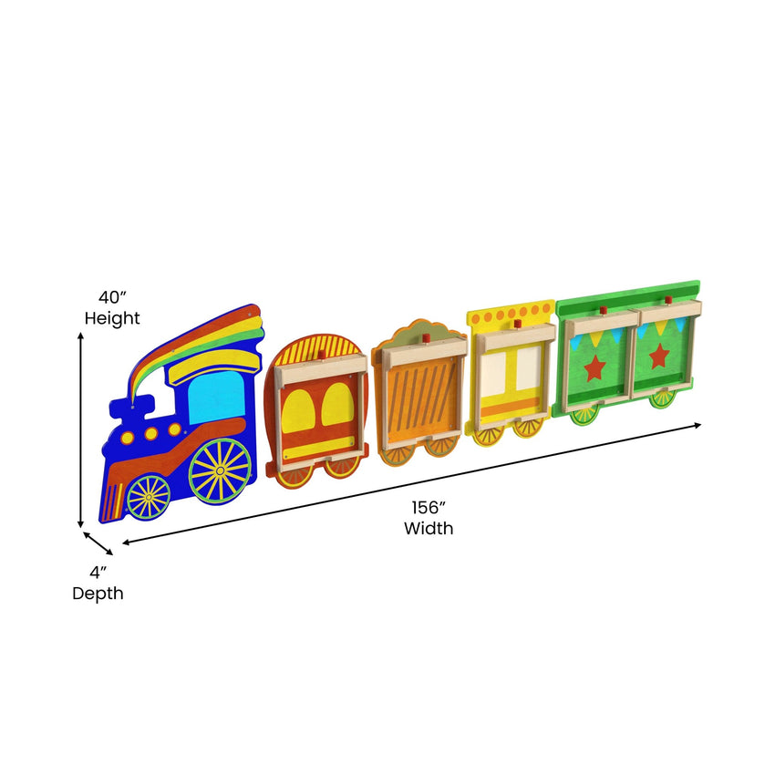 Bright Beginnings Commercial Grade Wooden Train STEAM Wall System with 5 Accessory Panel Holders - SchoolOutlet