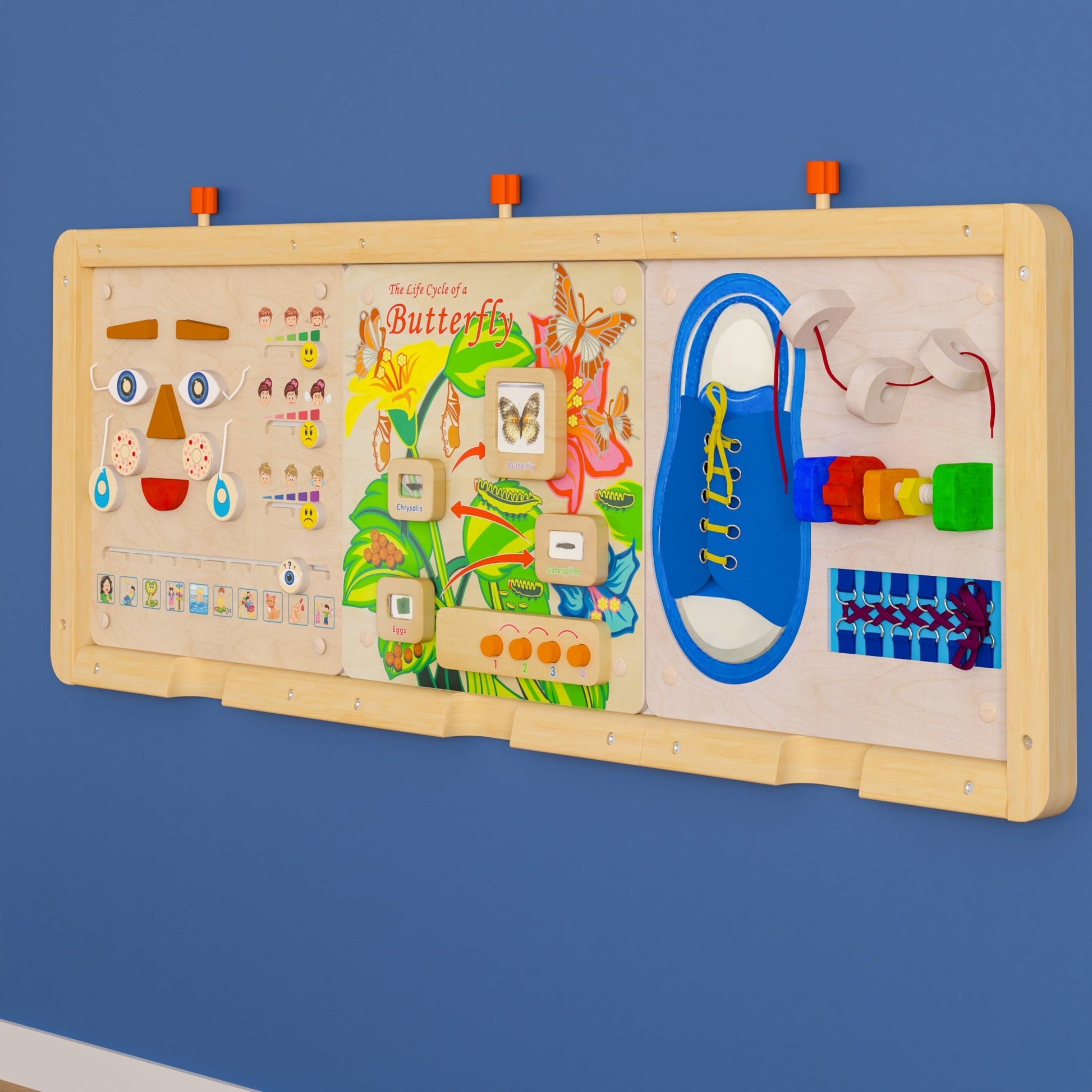 Bright Beginnings Commercial Grade Wooden Three Panel STEAM Wall System - SchoolOutlet