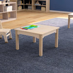 Bright Beginnings Commercial Grade Wooden Square Preschool Classroom Activity Table, (23.5