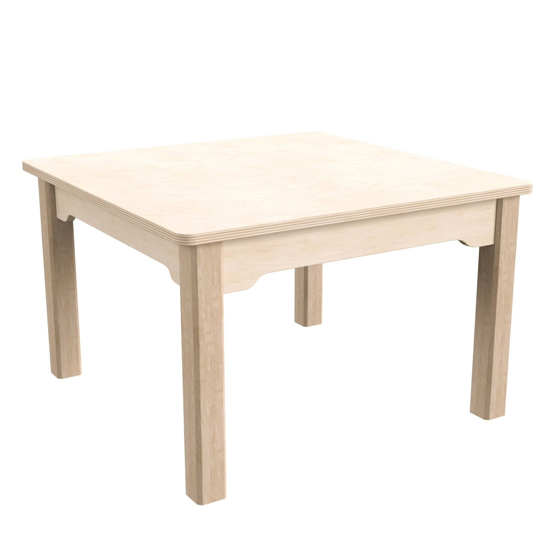 Bright Beginnings Commercial Grade Wooden Square Preschool Classroom Activity Table, (23.5"W x 14.5"H), Beech - SchoolOutlet