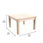 Bright Beginnings Commercial Grade Wooden Square Preschool Classroom Activity Table, (23.5