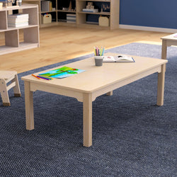 Bright Beginnings Commercial Grade Wooden Rectangular Preschool Classroom Activity Table, (23.5"W x 47.25"D x 14.5"H), Beech