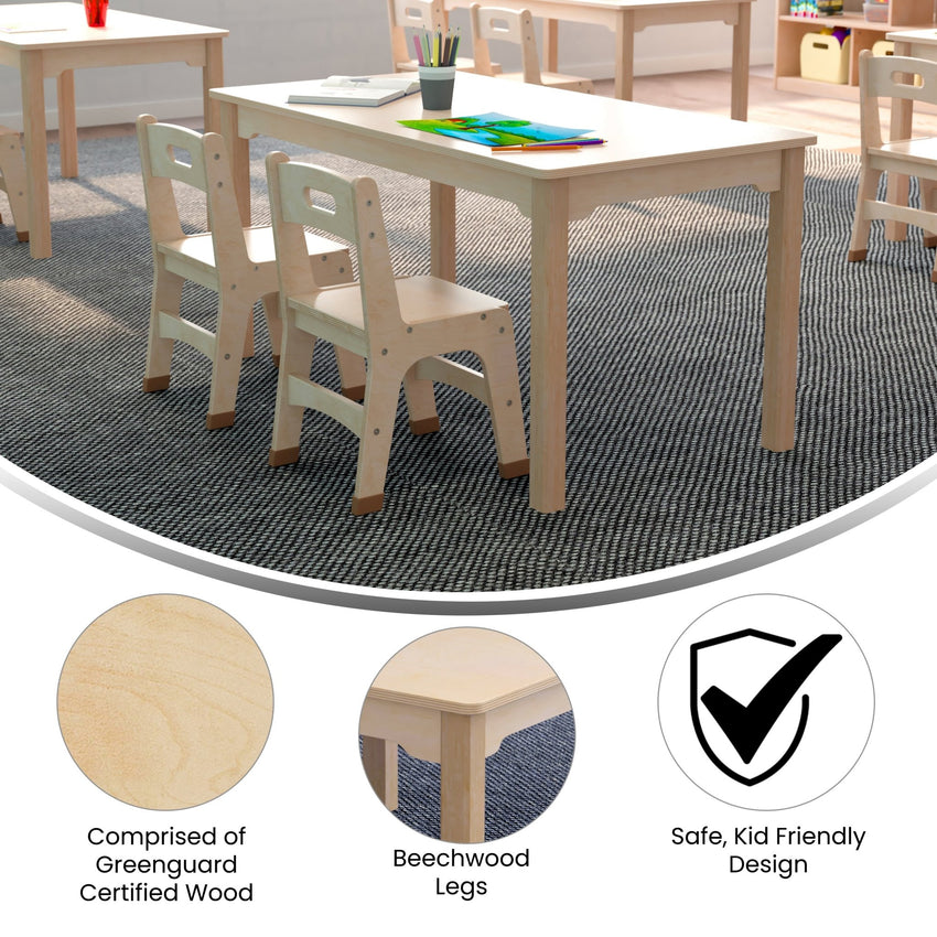 Bright Beginnings Commercial Grade Wooden Rectangular Preschool Classroom Activity Table, (23.5"W x 47.25"D x 21.25"H), Beech - SchoolOutlet