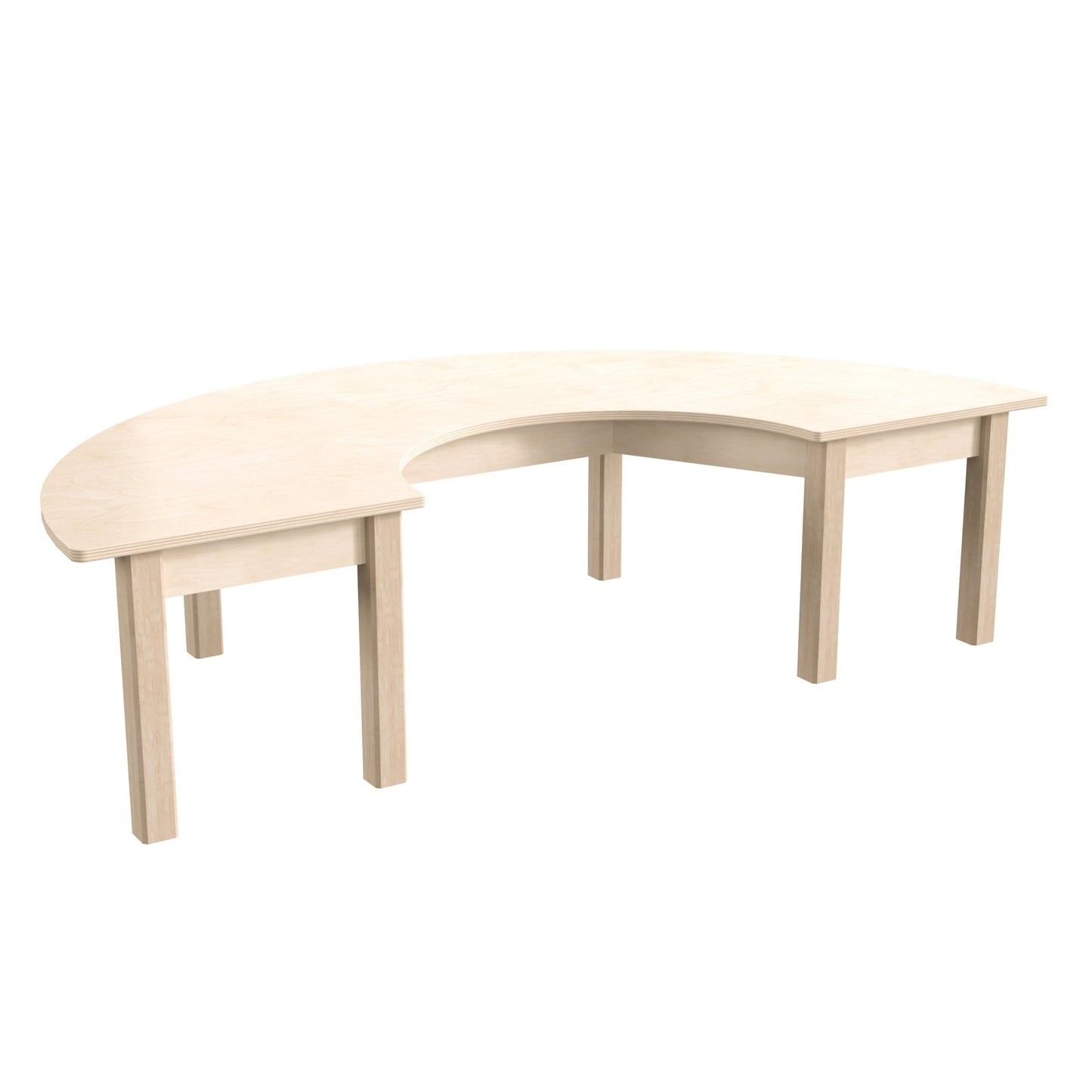 Bright Beginnings Commercial Grade Wooden Half Circle Preschool Classroom Activity Table, (29.5"W x 59"D x 14.5"H), Beech - SchoolOutlet