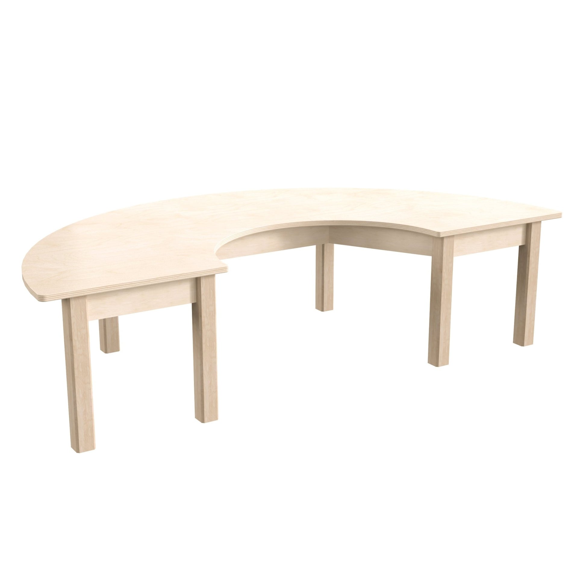 Bright Beginnings Commercial Grade Wooden Half Circle Preschool Classroom Activity Table, (29.5"W x 59"D x 14.5"H), Beech - SchoolOutlet