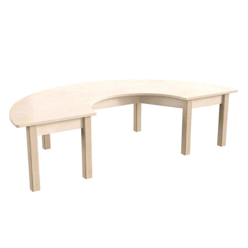 Bright Beginnings Commercial Grade Wooden Half Circle Preschool Classroom Activity Table, (29.5"W x 59"D x 14.5"H), Beech - SchoolOutlet