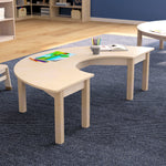 Bright Beginnings Commercial Grade Wooden Half Circle Preschool Classroom Activity Table, (29.5