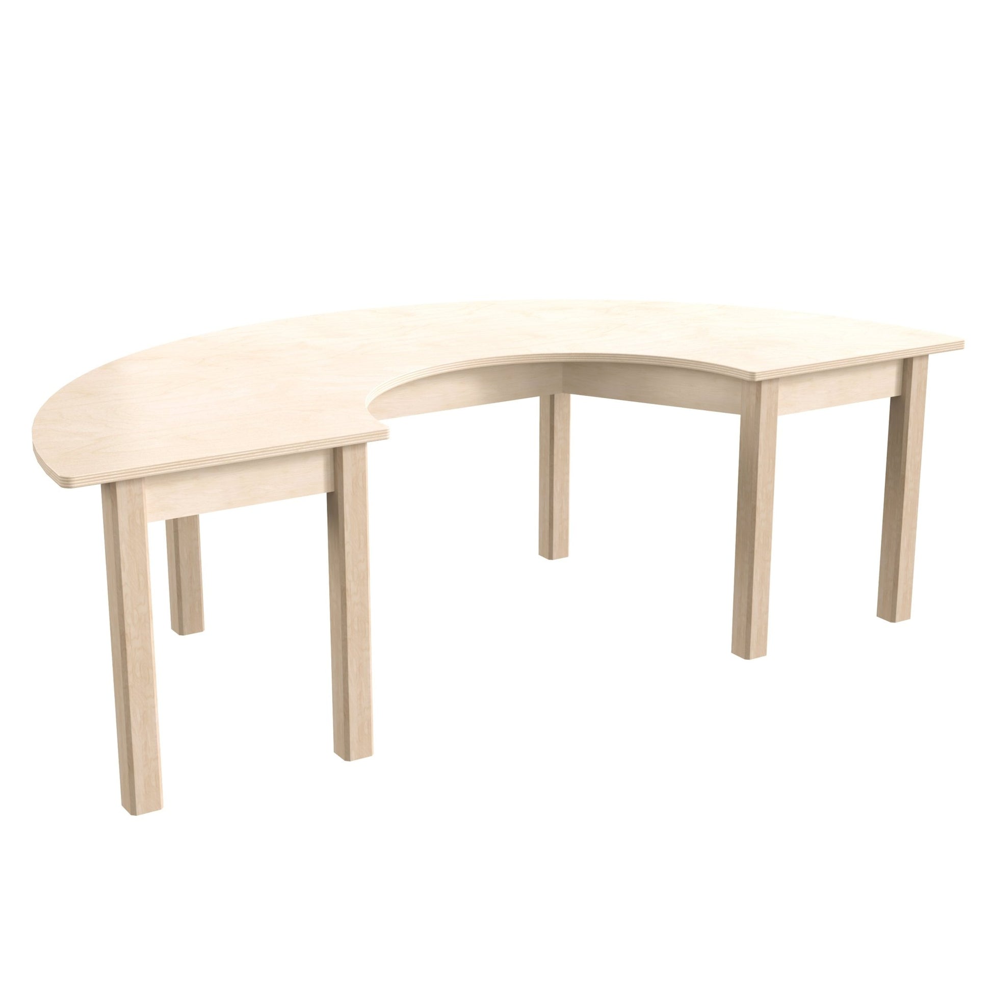 Bright Beginnings Commercial Grade Wooden Half Circle Preschool Classroom Activity Table, (29.5"W x 59"D x 18"H), Beech - SchoolOutlet