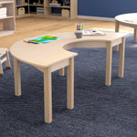 Bright Beginnings Commercial Grade Wooden Half Circle Preschool Classroom Activity Table, (29.5