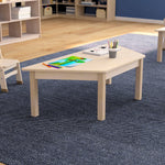 Bright Beginnings Commercial Grade Wooden Trapezoid Preschool Classroom Activity Table, (20.75