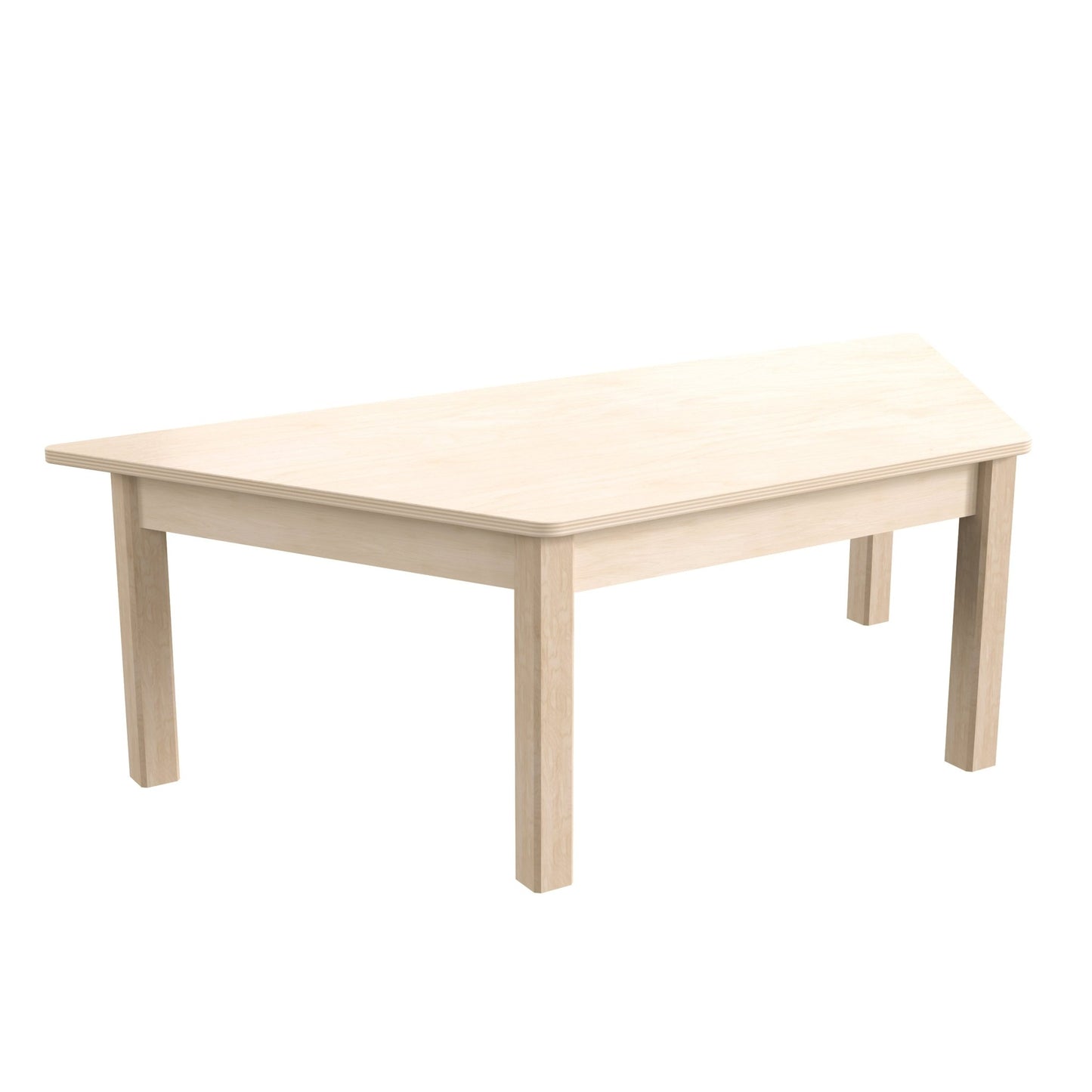 Bright Beginnings Commercial Grade Wooden Trapezoid Preschool Classroom Activity Table, (20.75"W x 47.25"D x 14.5"H), Beech - SchoolOutlet