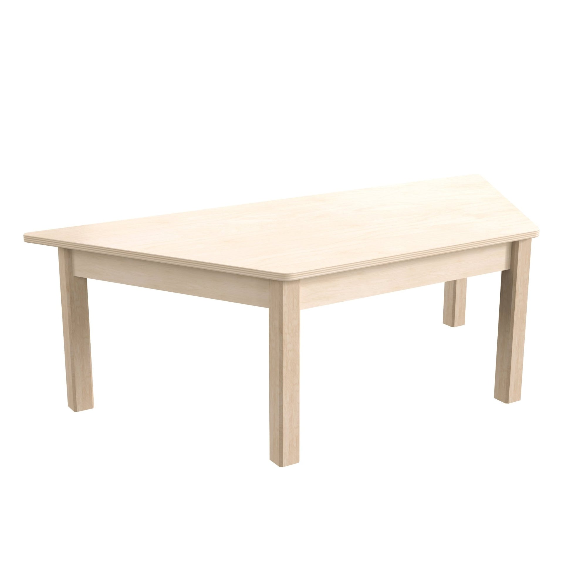 Bright Beginnings Commercial Grade Wooden Trapezoid Preschool Classroom Activity Table, (20.75"W x 47.25"D x 14.5"H), Beech - SchoolOutlet
