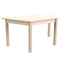 Bright Beginnings Commercial Grade Wooden Trapezoid Preschool Classroom Activity Table, (20.75"W x 47.25"D x 21"H), Beech