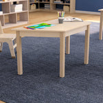 Bright Beginnings Commercial Grade Wooden Trapezoid Preschool Classroom Activity Table, (20.75
