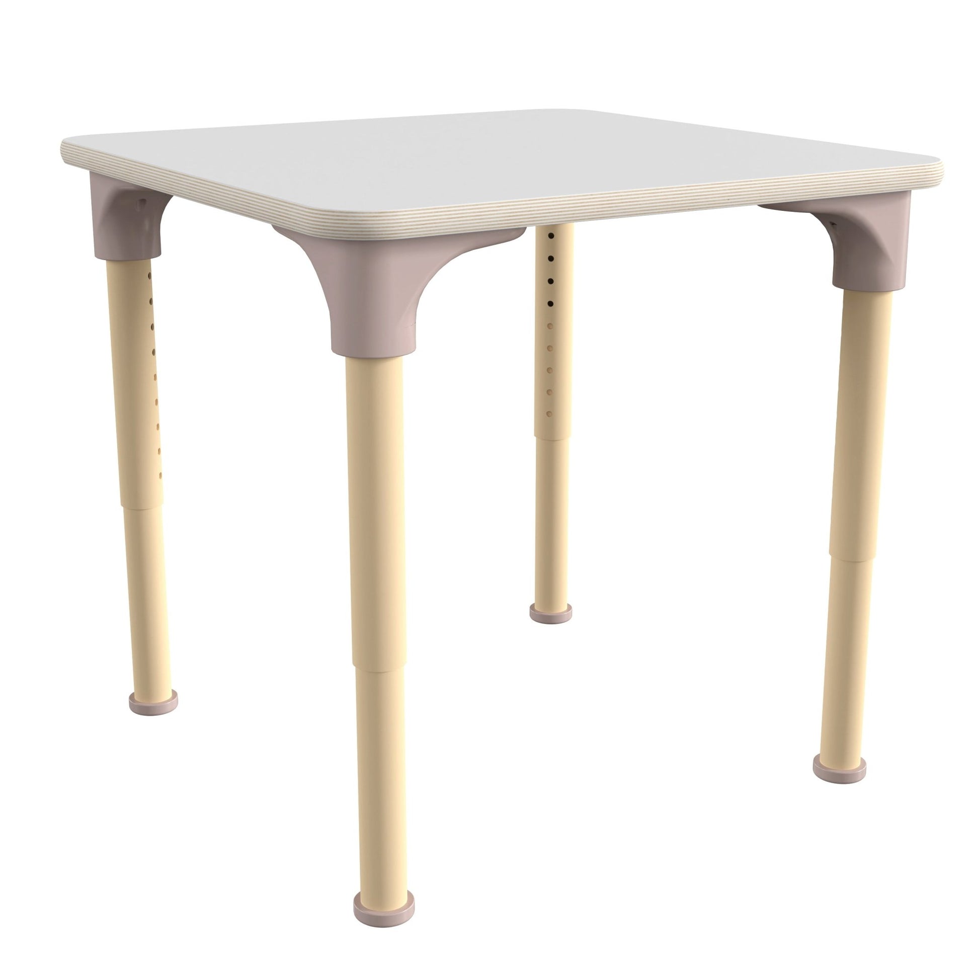 Bright Beginnings 24" Square Commercial Grade Wooden Adjustable Height Classroom Activity Table - Metal Legs Adjust From 15"H - 23"H, Beech - SchoolOutlet
