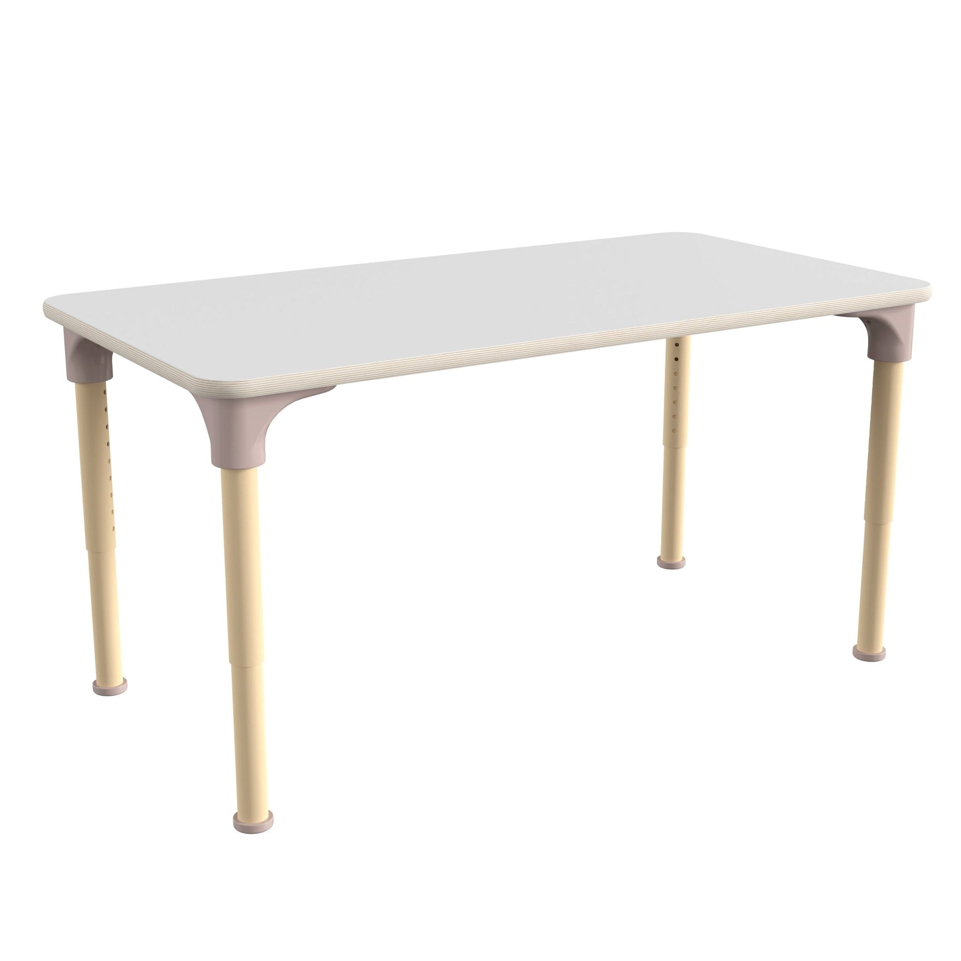 Bright Beginnings 23.5" x 47" Commercial Grade Wooden Rectangle Adjustable Height Classroom Activity Table - Metal Legs Adjust From 15"H - 23"H, Beech - SchoolOutlet