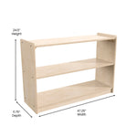 Bright Beginnings Commercial Grade Extra Wide 2 Shelf Wooden Classroom Open Storage Unit, Safe, Kid Friendly Design, Natural - SchoolOutlet