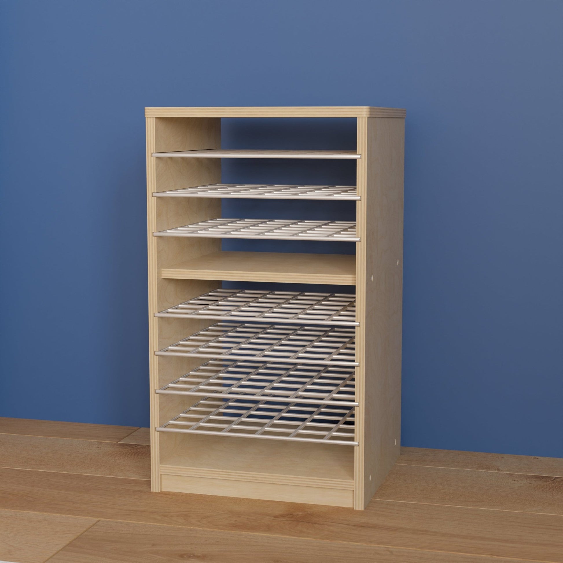 Bright Beginnings Commercial Deluxe Multipurpose Natural Birch Plywood Storage Shelf Puzzle Holder, Art Drying Rack, Paper Holder with Shelving - SchoolOutlet