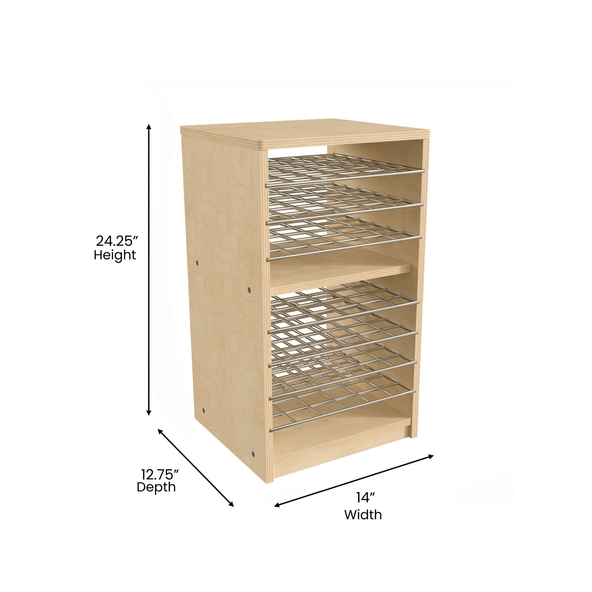 Bright Beginnings Commercial Deluxe Multipurpose Natural Birch Plywood Storage Shelf Puzzle Holder, Art Drying Rack, Paper Holder with Shelving - SchoolOutlet