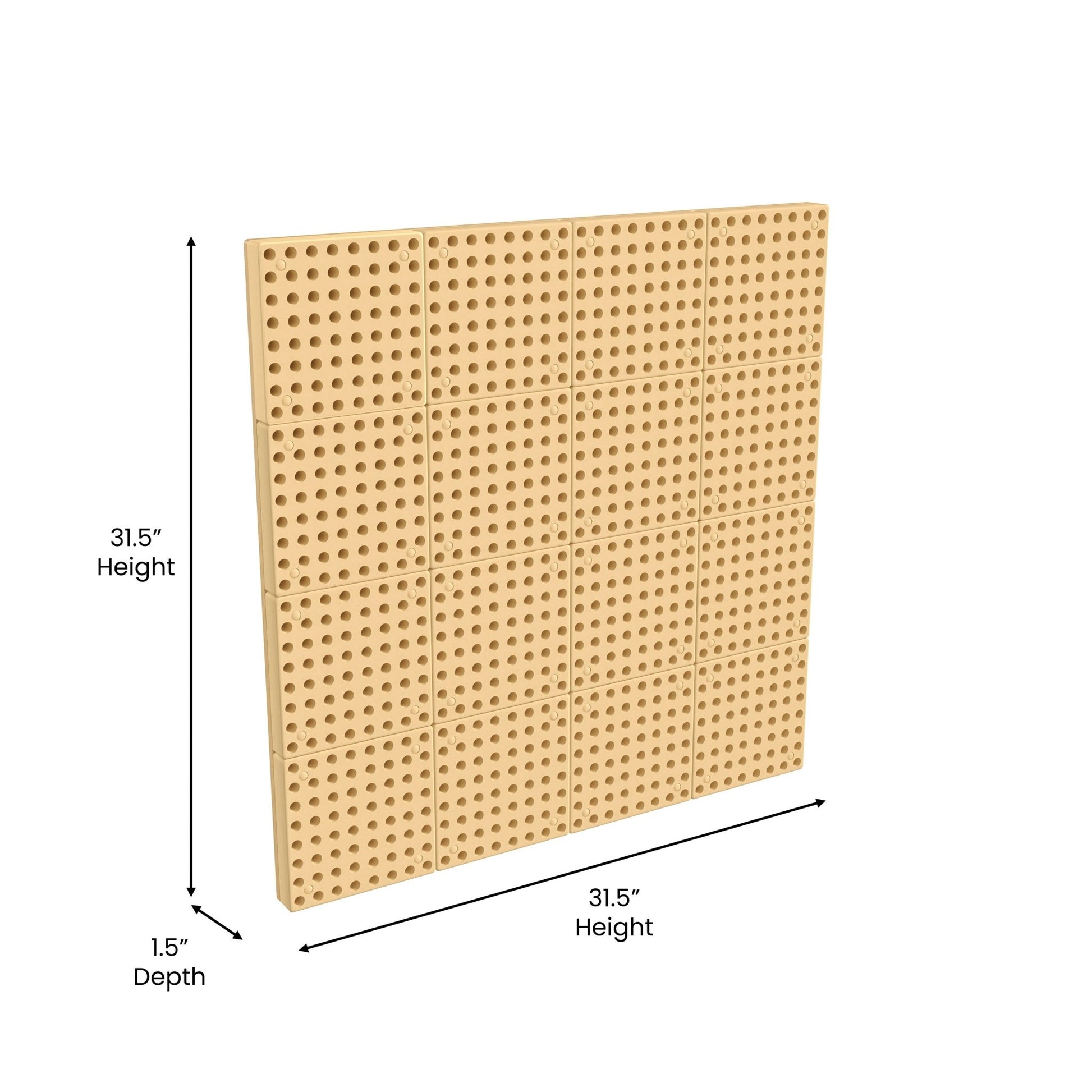 Bright Beginnings Commercial Grade Multipurpose Modular STEAM Wall Peg System Panel - 31.5"L x 31.5"H, Natural - SchoolOutlet