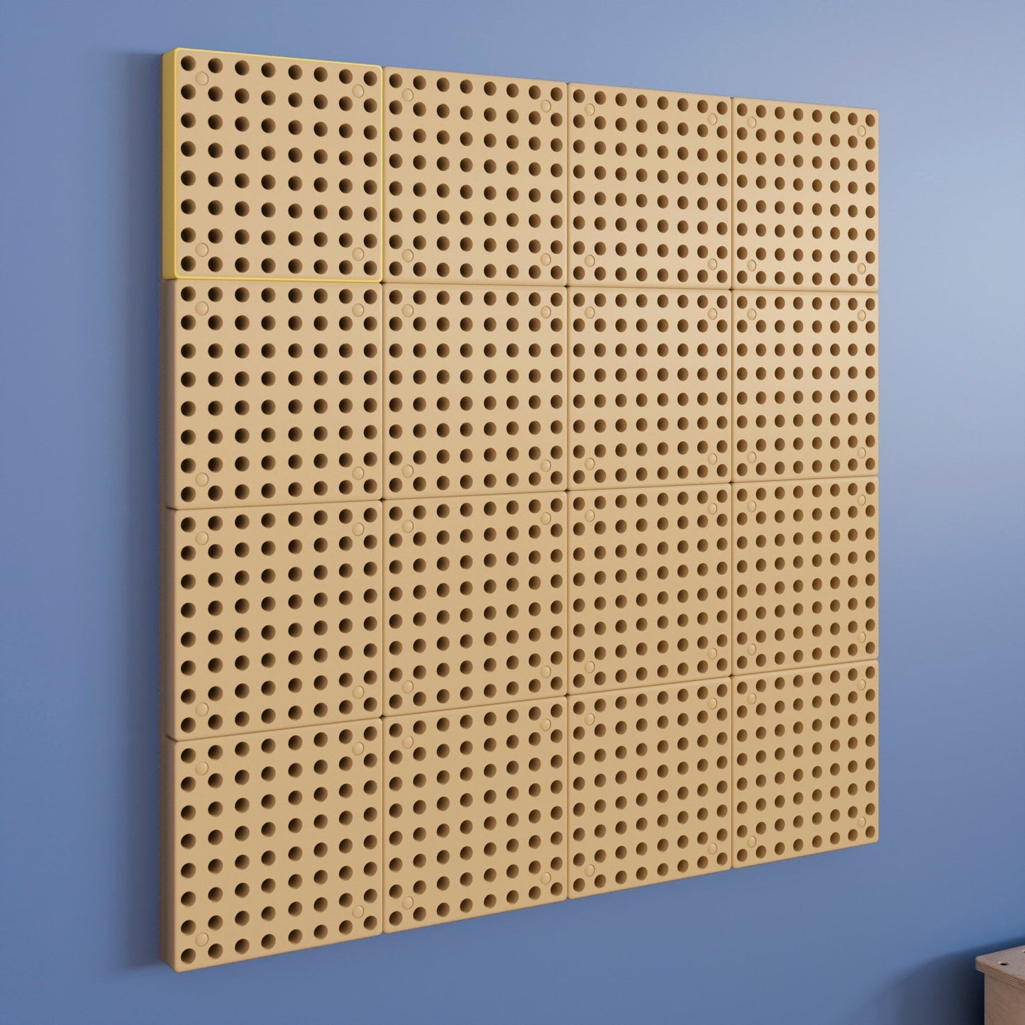 Bright Beginnings Commercial Grade Multipurpose Modular STEAM Wall Peg System Panel - 31.5"L x 31.5"H, Natural - SchoolOutlet