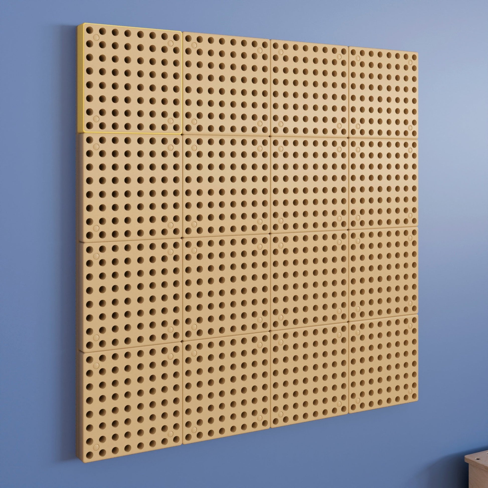 Bright Beginnings Commercial Grade Multipurpose Modular STEAM Wall Peg System Panel - 31.5"L x 31.5"H, Natural - SchoolOutlet