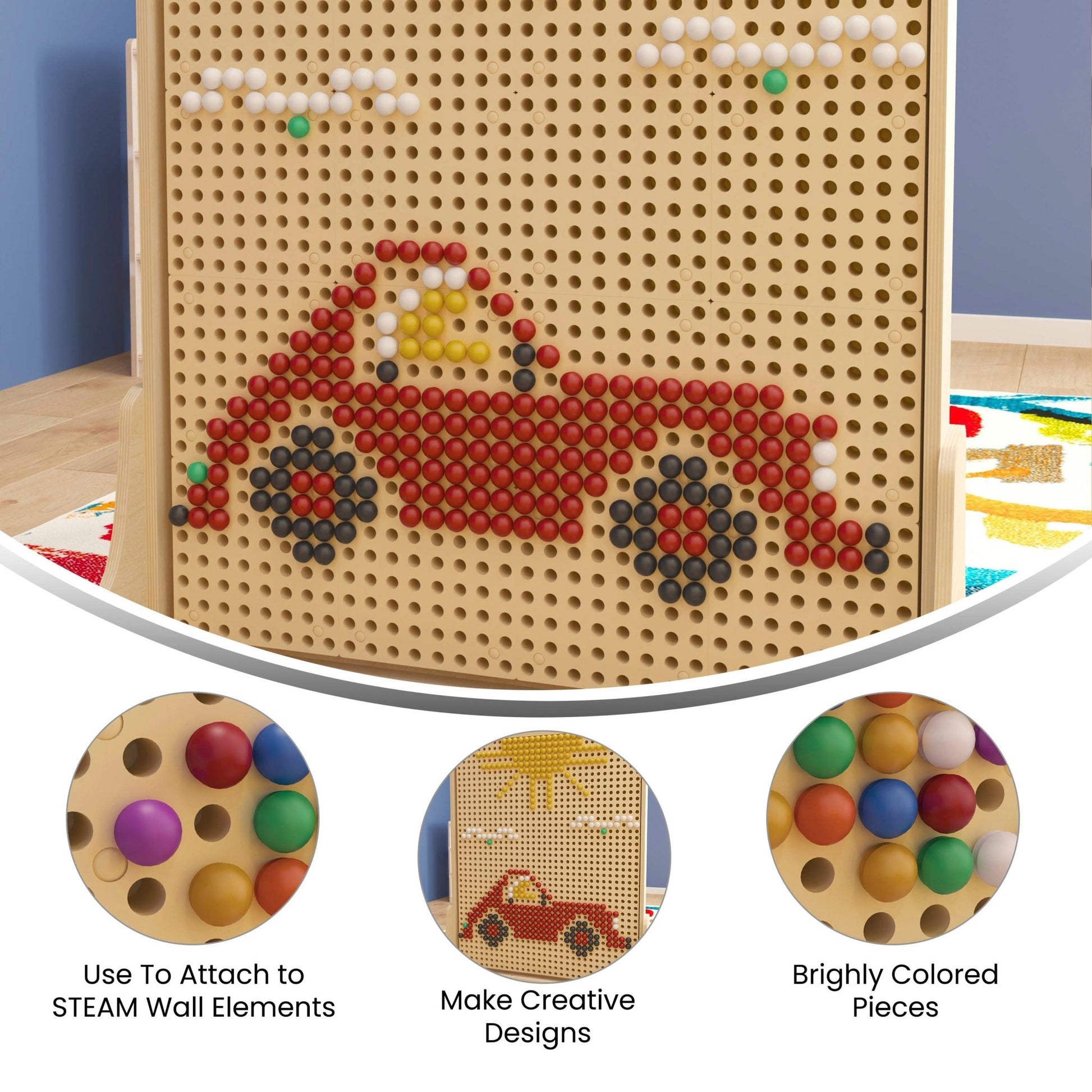 Bright Beginnings Commercial Grade 512 Piece Peg Accessory Pack for Modular STEAM Walls - Multicolor - SchoolOutlet