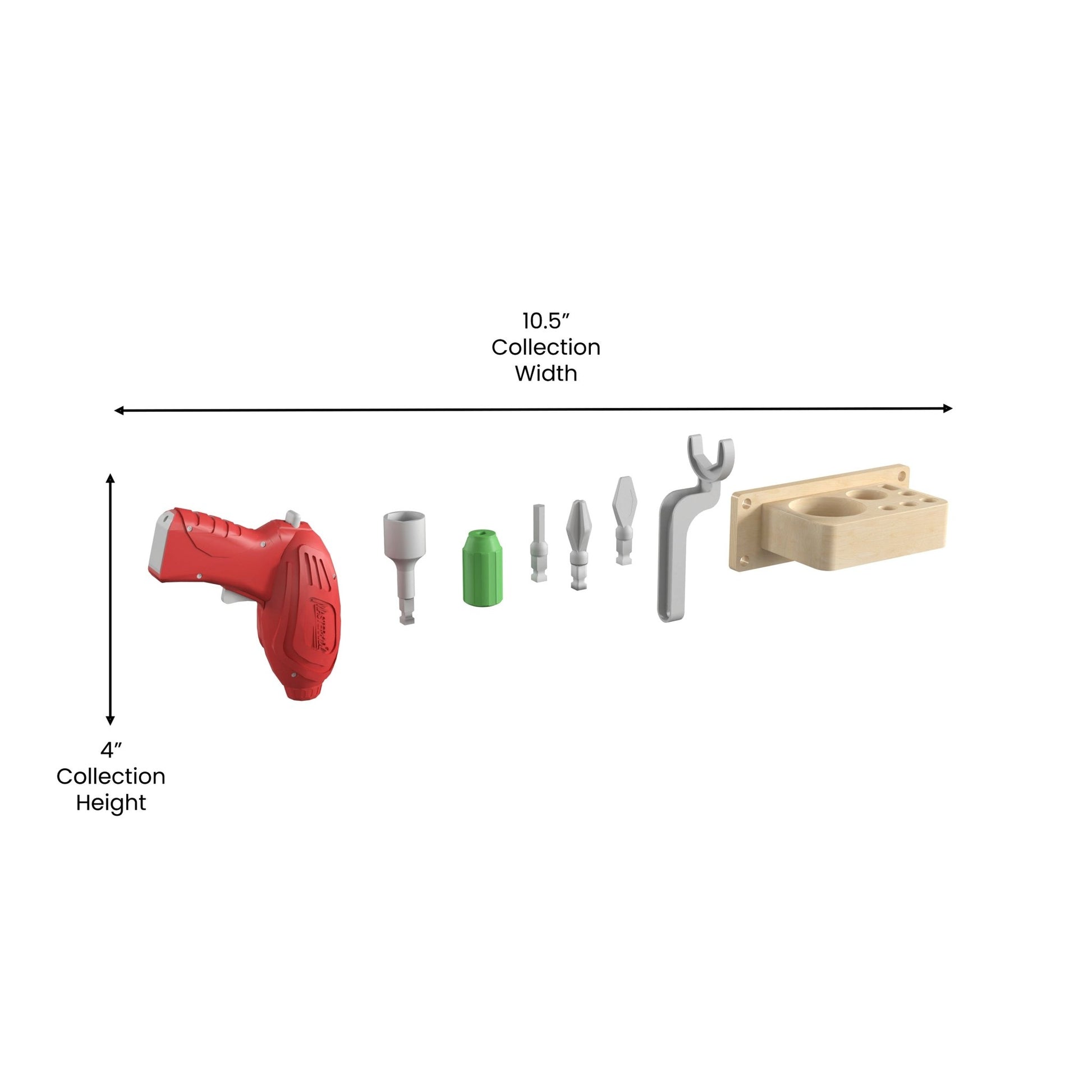 Bright Beginnings Commercial Grade 8 Piece Tools & Holder Accessory Set for Modular STEAM Wall Systems with Working Drill - SchoolOutlet