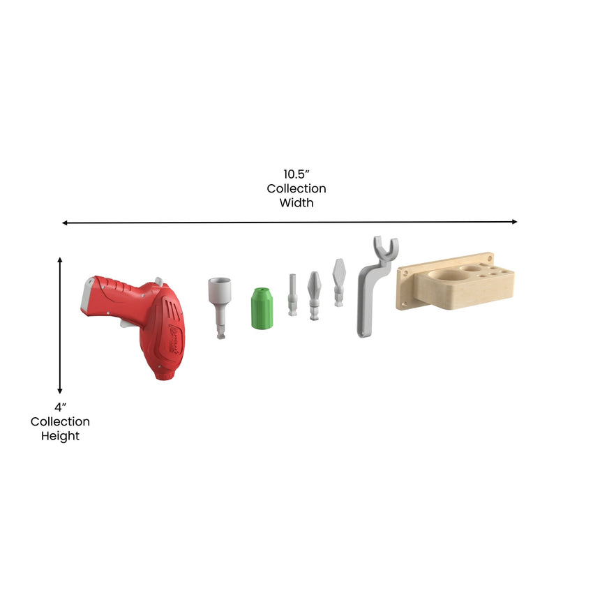 Bright Beginnings Commercial Grade 8 Piece Tools & Holder Accessory Set for Modular STEAM Wall Systems with Working Drill - SchoolOutlet