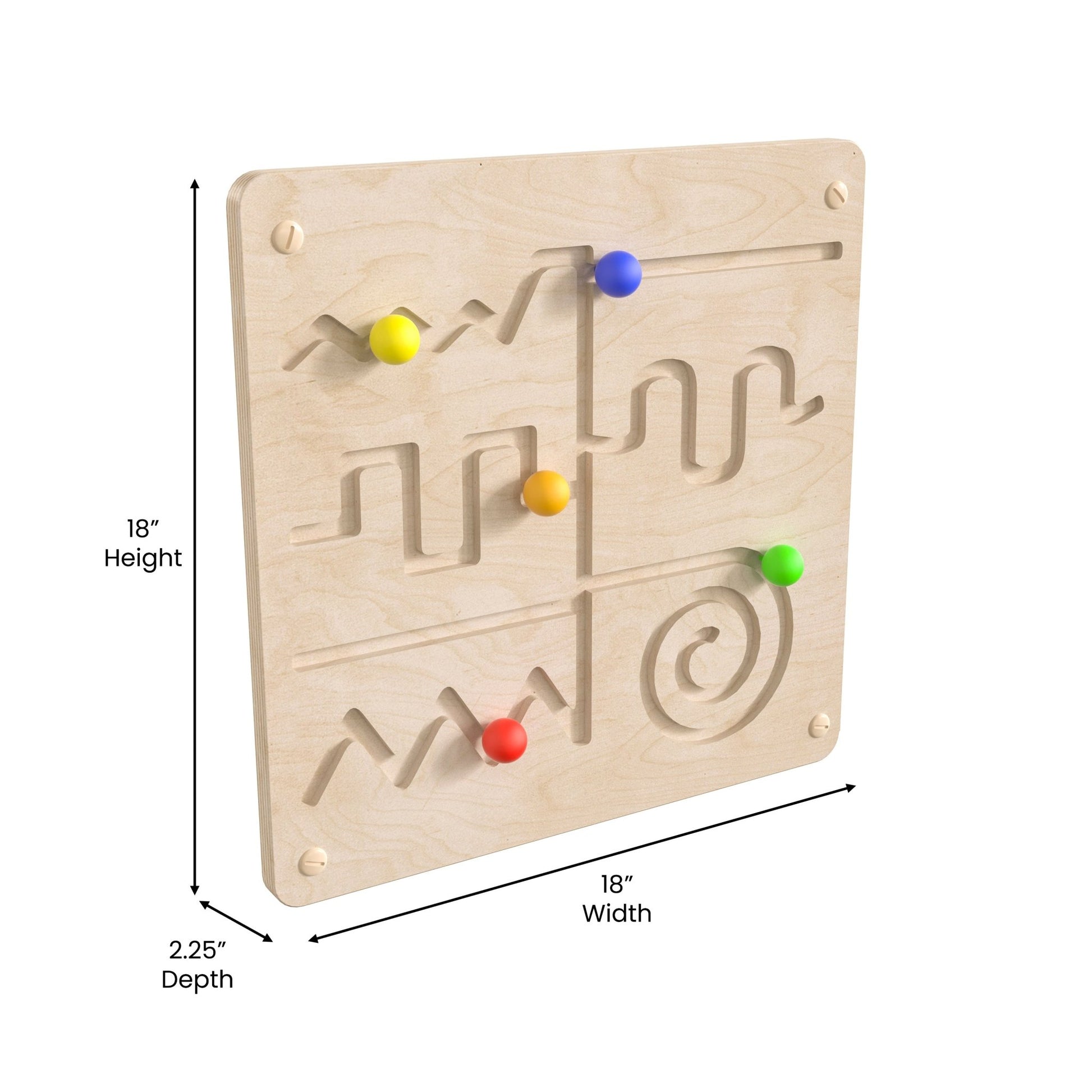 Bright Beginnings Commercial Grade STEAM Wall Activity Board with Natural Finish and Multicolor Accents, Maze Motor Skills - SchoolOutlet
