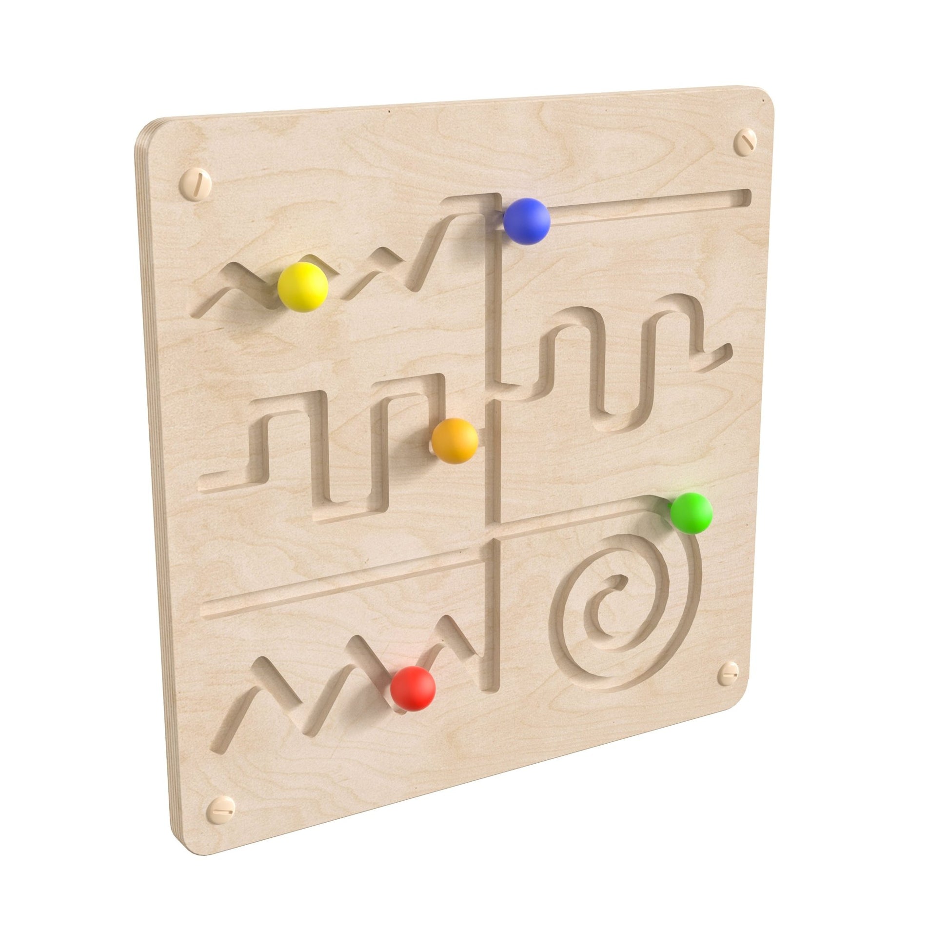 Bright Beginnings Commercial Grade STEAM Wall Activity Board with Natural Finish and Multicolor Accents, Maze Motor Skills - SchoolOutlet
