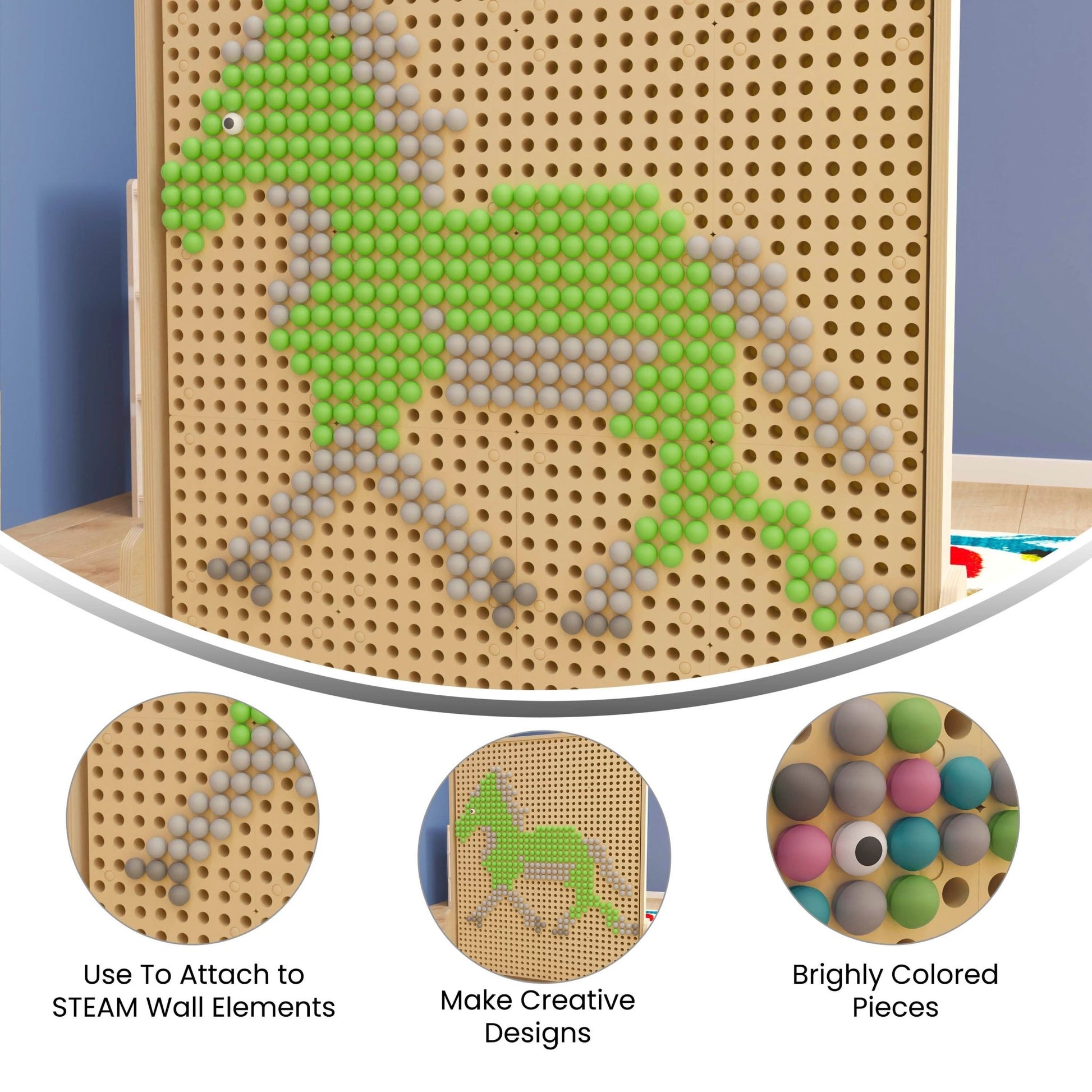Bright Beginnings Commercial Grade 512 Piece Peg Accessory Pack for Modular STEAM Walls - Pastel - SchoolOutlet