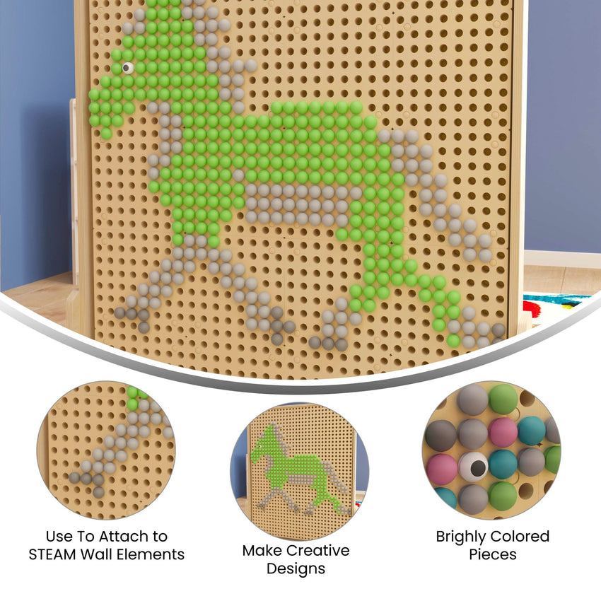 Bright Beginnings Commercial Grade 512 Piece Peg Accessory Pack for Modular STEAM Walls - Pastel - SchoolOutlet