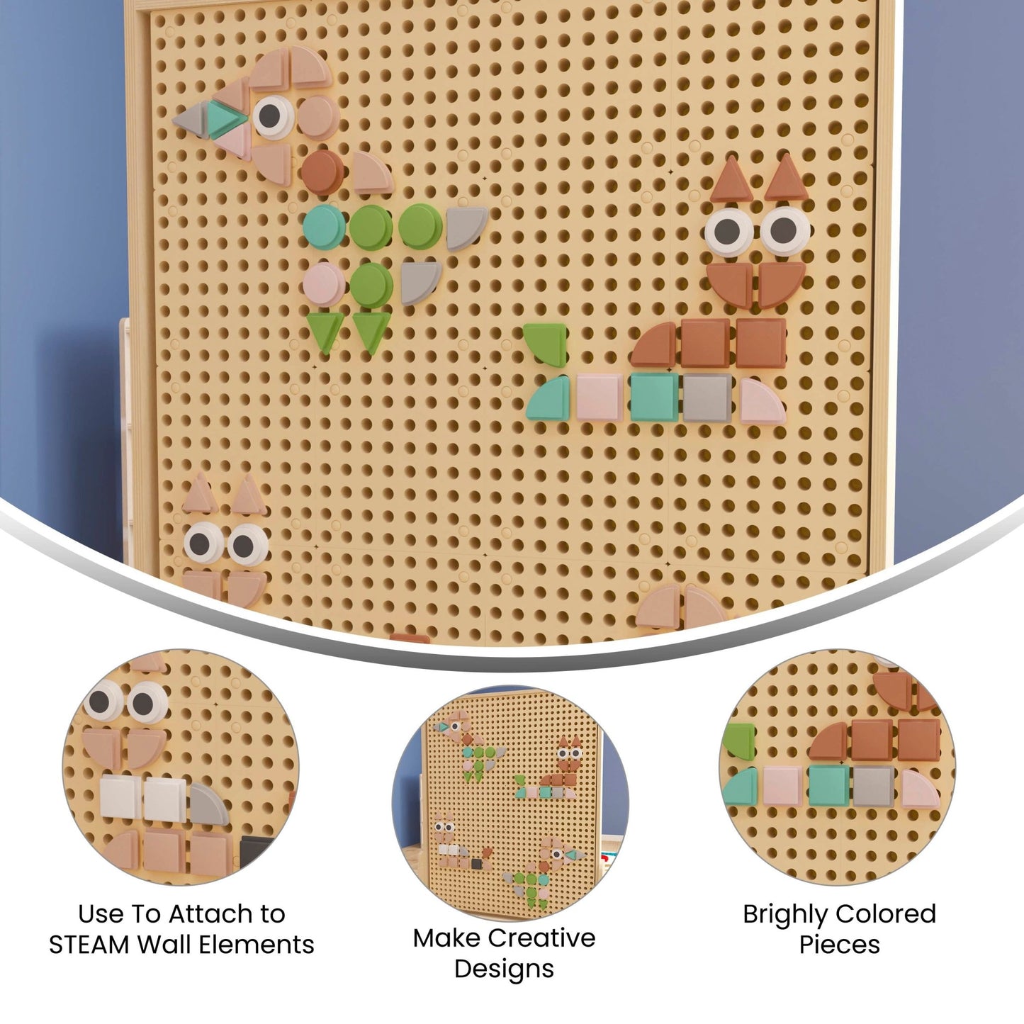 Bright Beginnings Commercial Grade Pastel 256 Piece Shape Set for Modular STEAM Wall Systems - SchoolOutlet